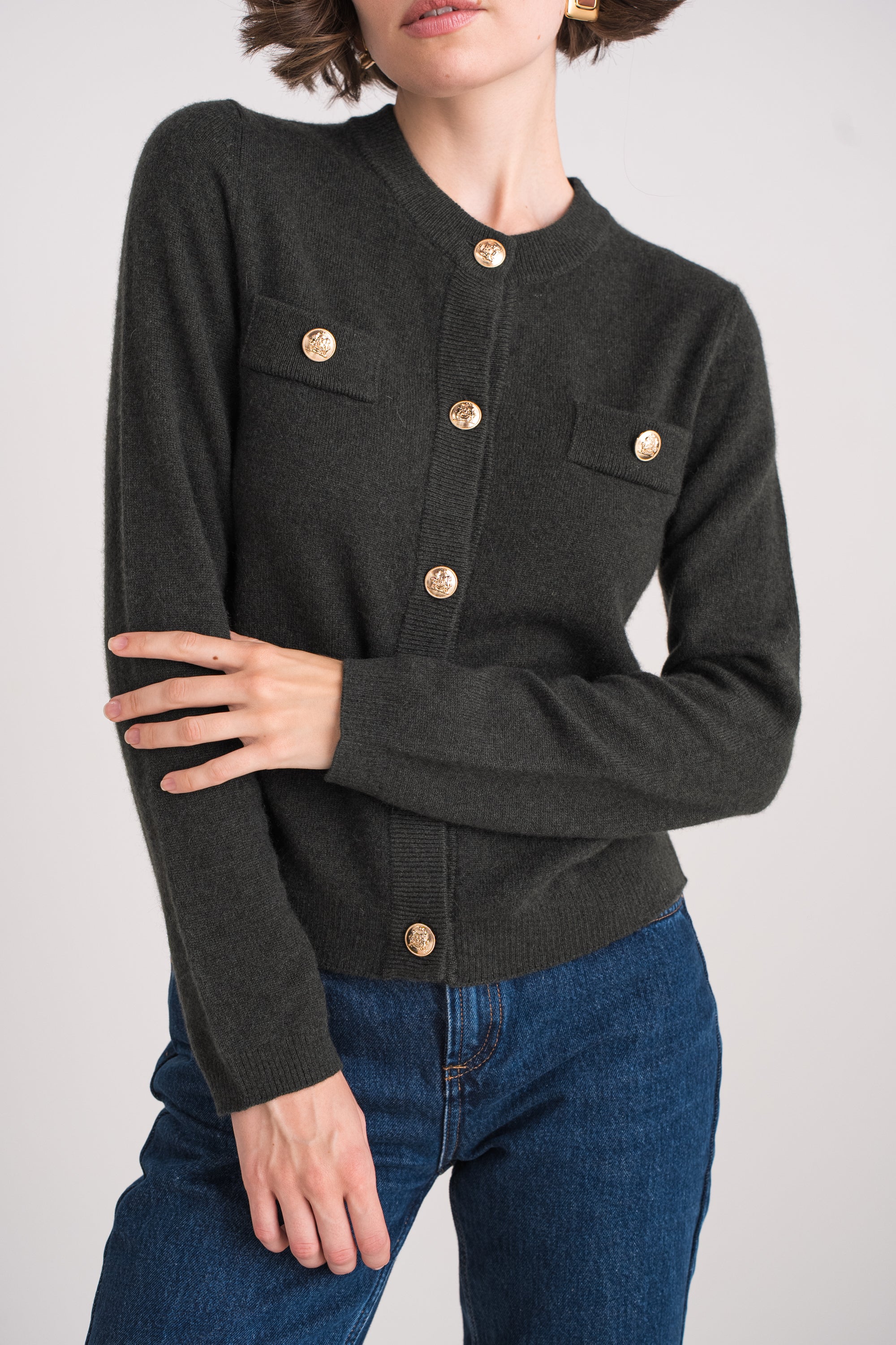 Cardigan boutons dorés en cachemire