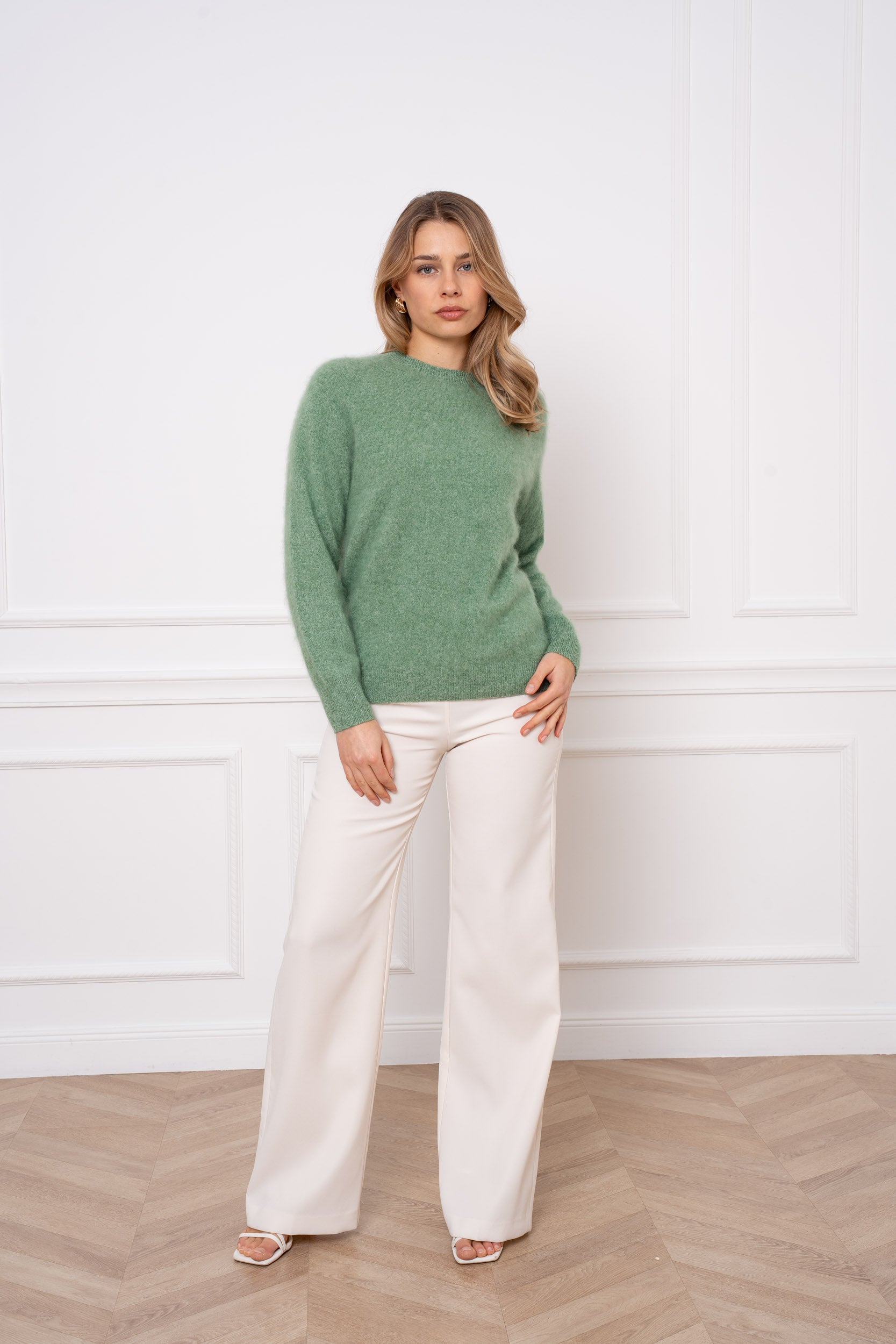 Pull laine & cachemire brossé col rond