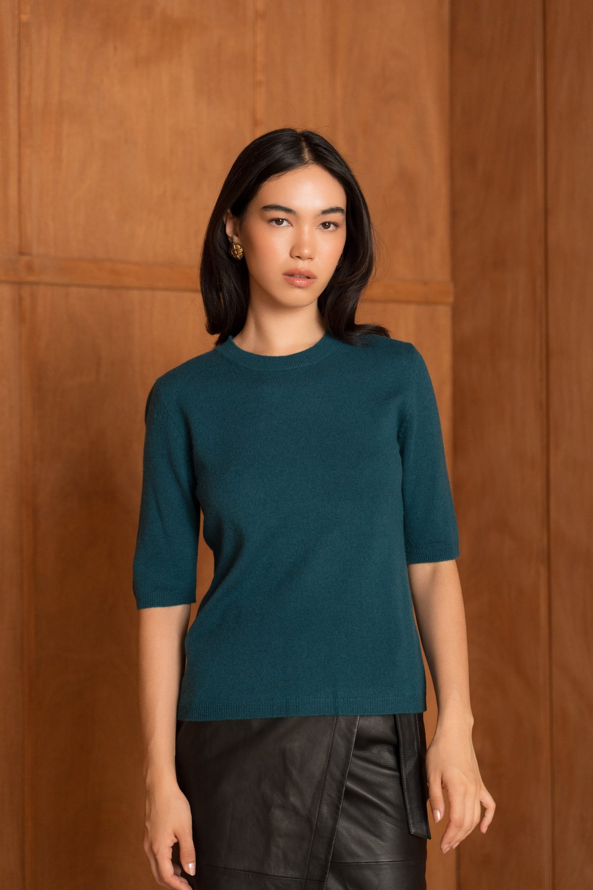 Pull 100% cachemire col rond manches aux coudes