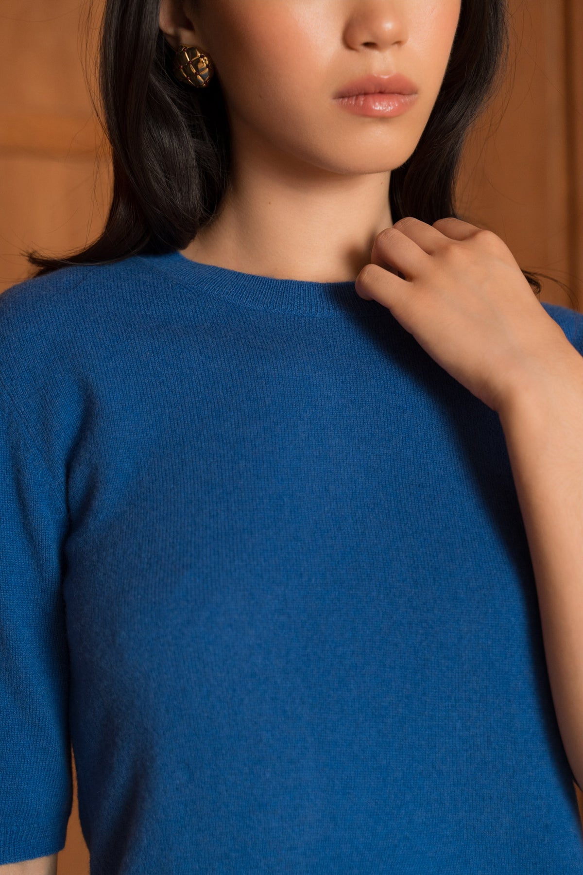 Pull 100% cachemire col rond manches aux coudes