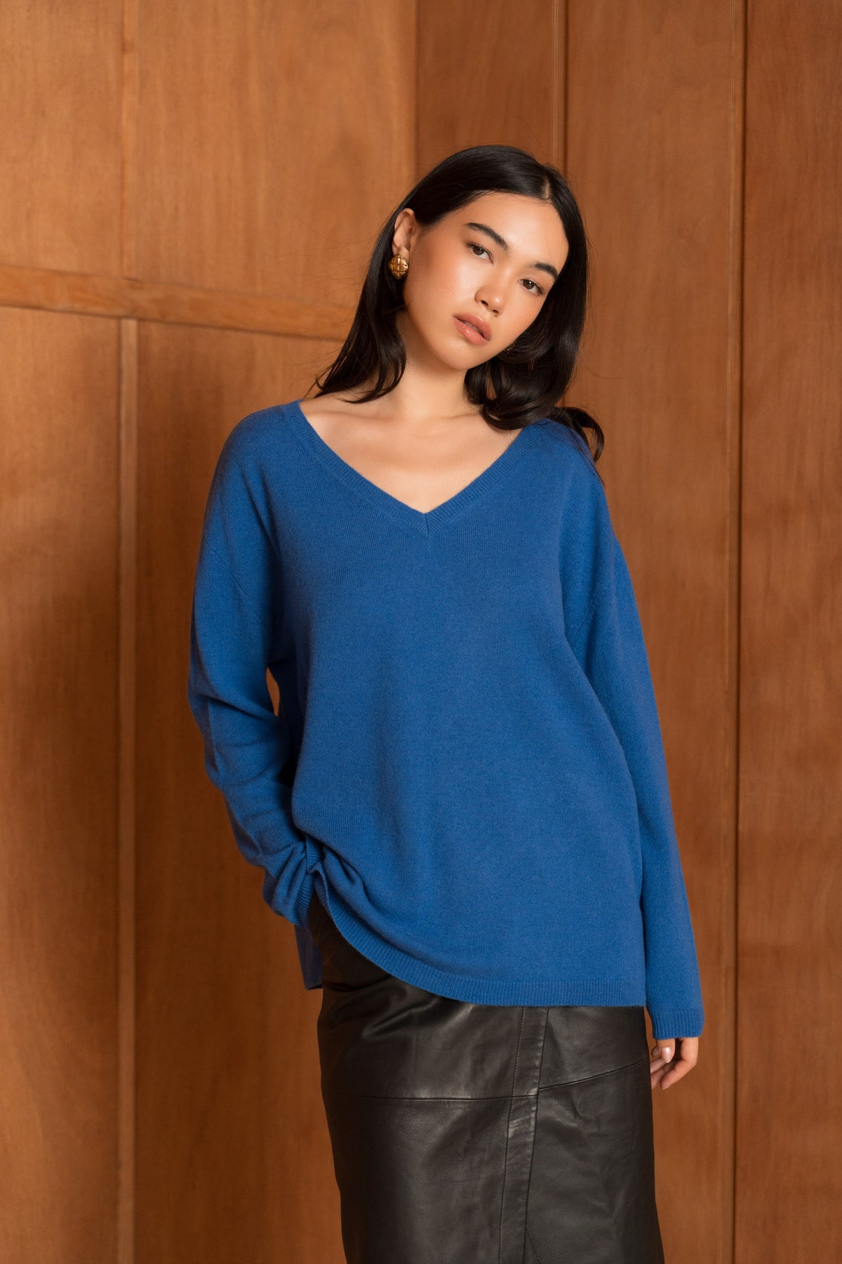 Pull 100% cachemire col V oversize