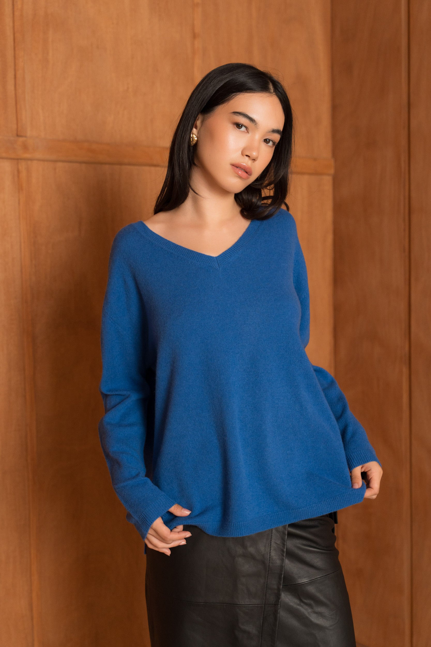 Pull 100% cachemire col V oversize