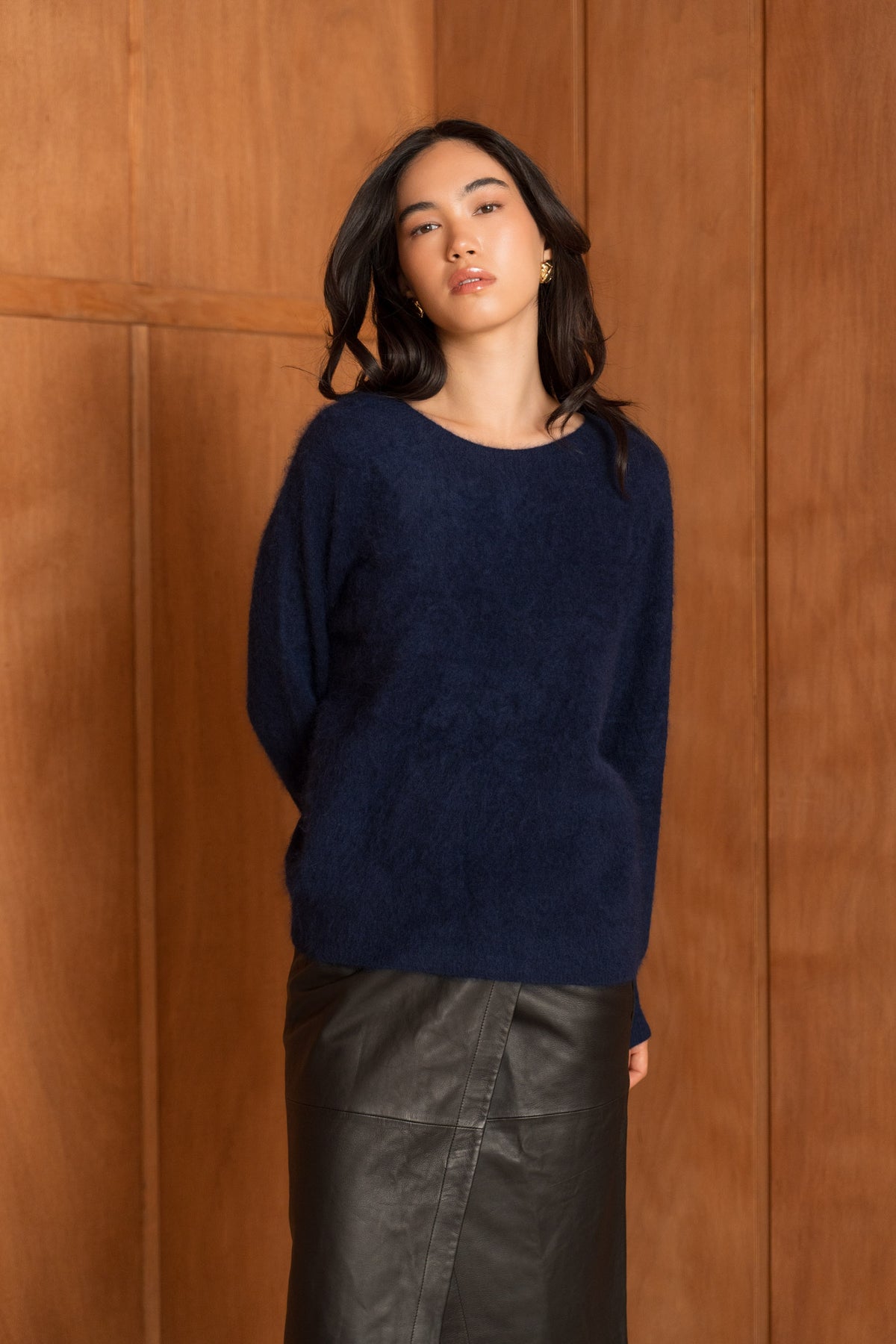 Pull laine & cachemire brossé col rond