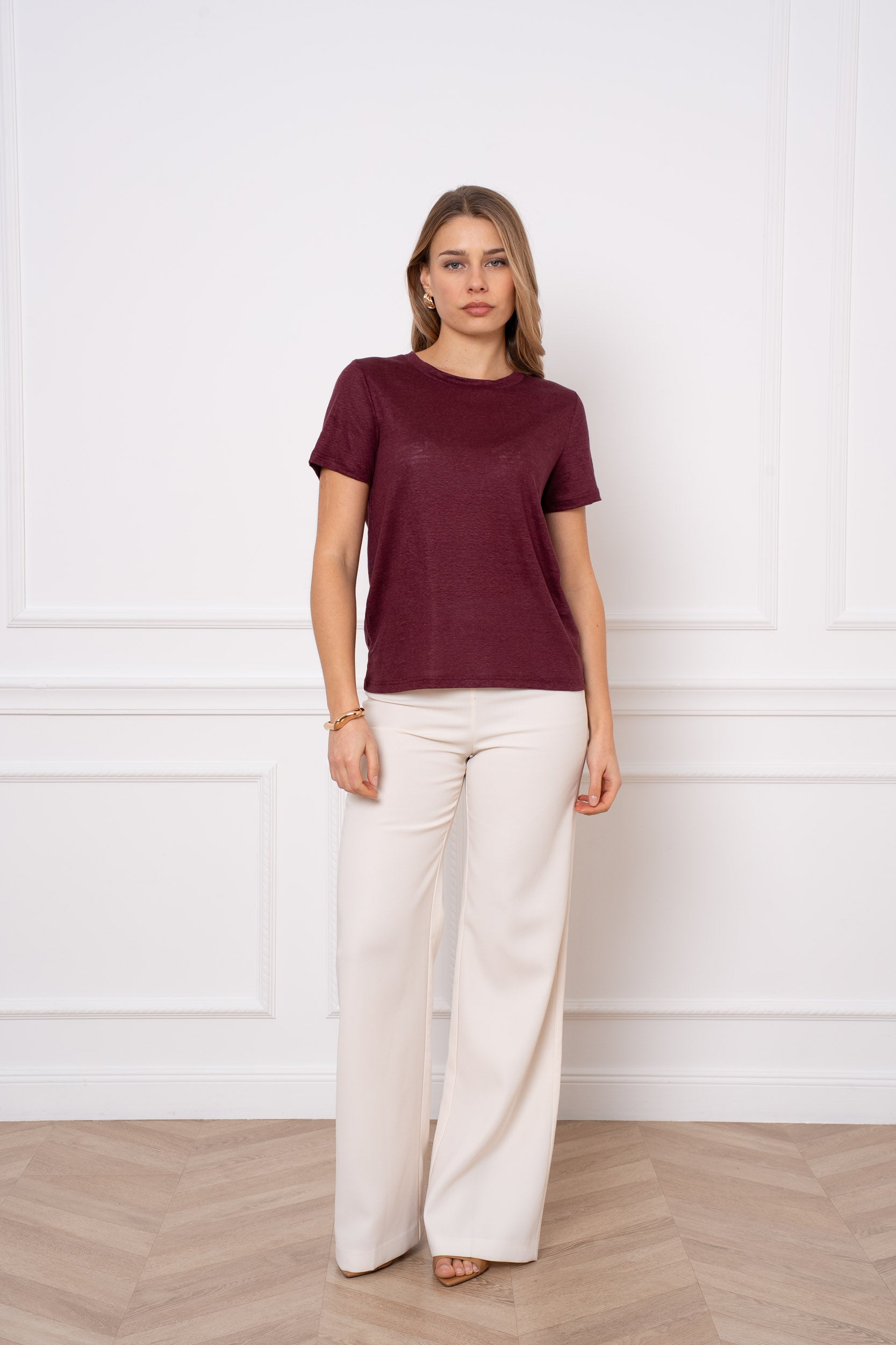 T-shirt col rond 100% lin