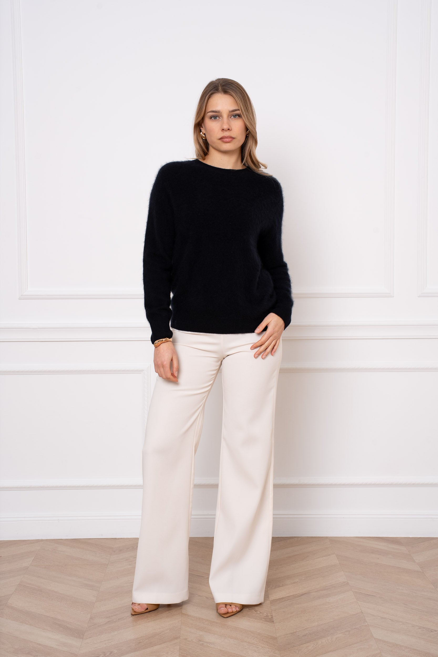 Pull laine & cachemire brossé col rond