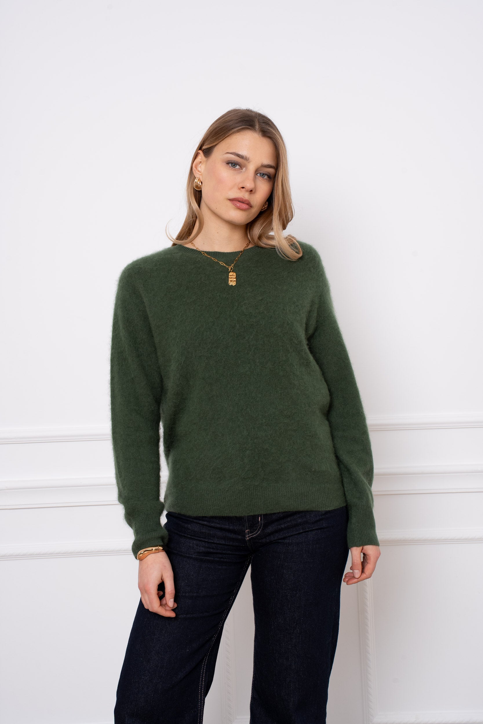 Pull laine & cachemire brossé col rond
