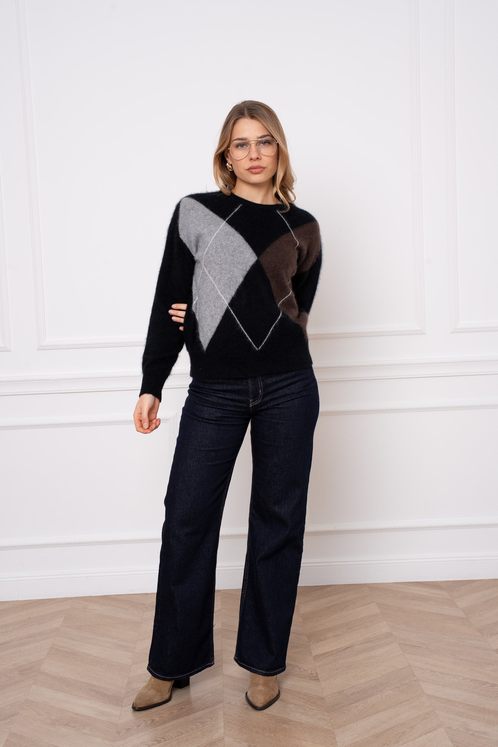 Pull 100% laine brossée motif jacquard