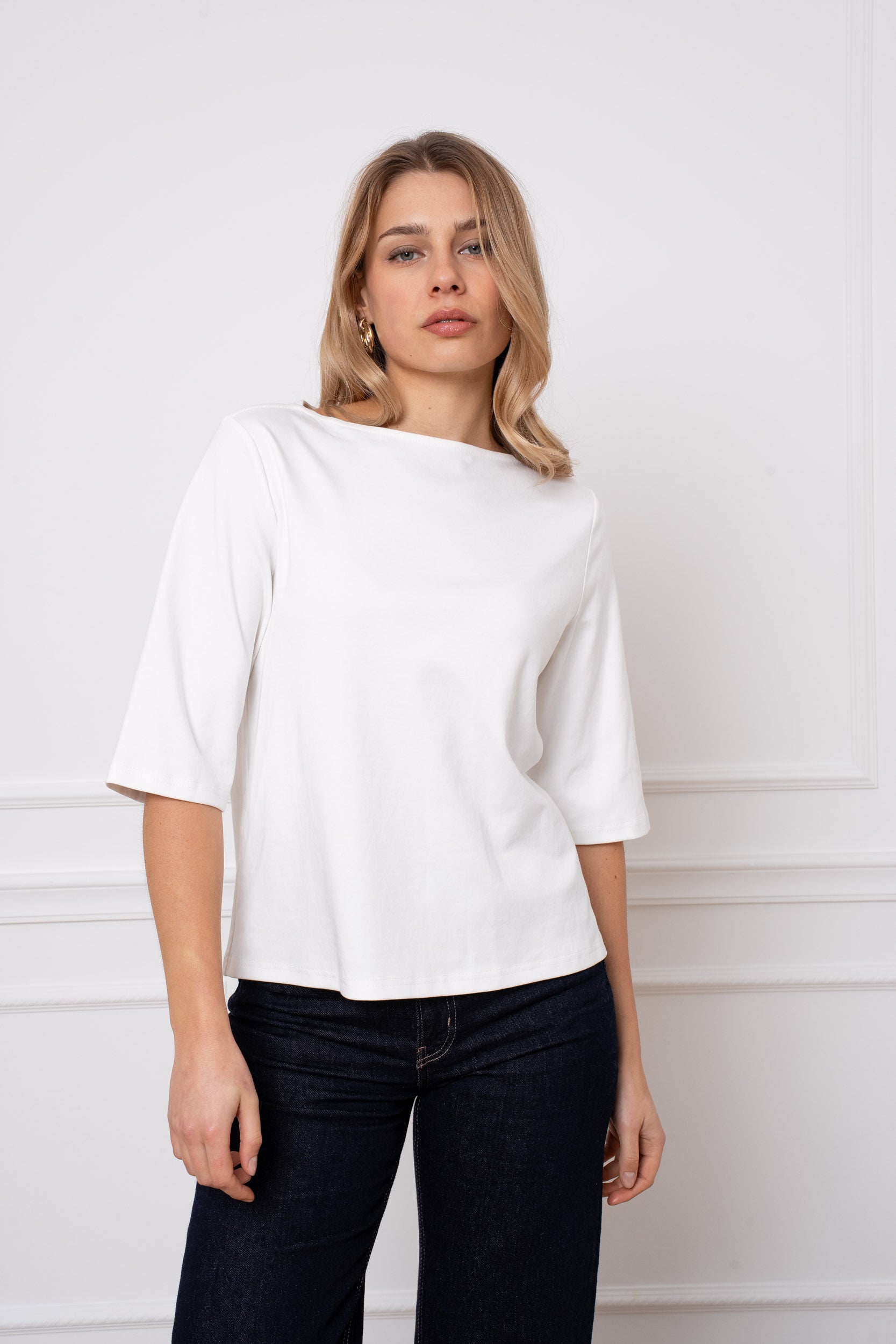 Top 100% coton premium manches courtes col bateau