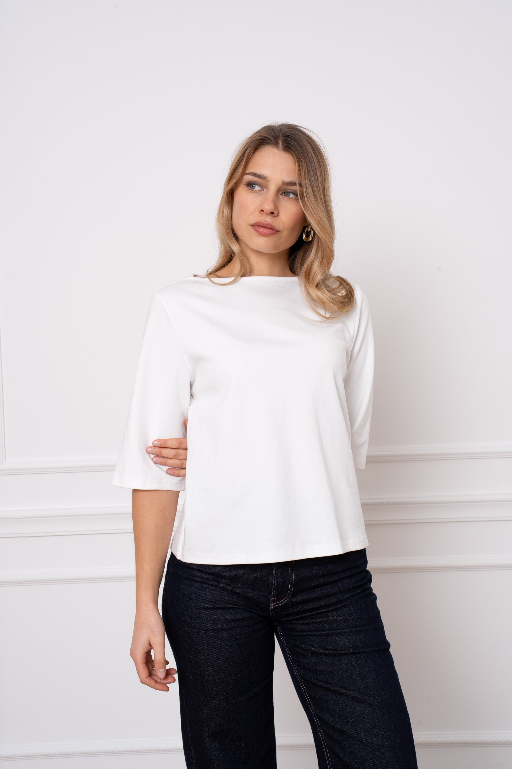 Top 100% coton premium manches courtes col bateau