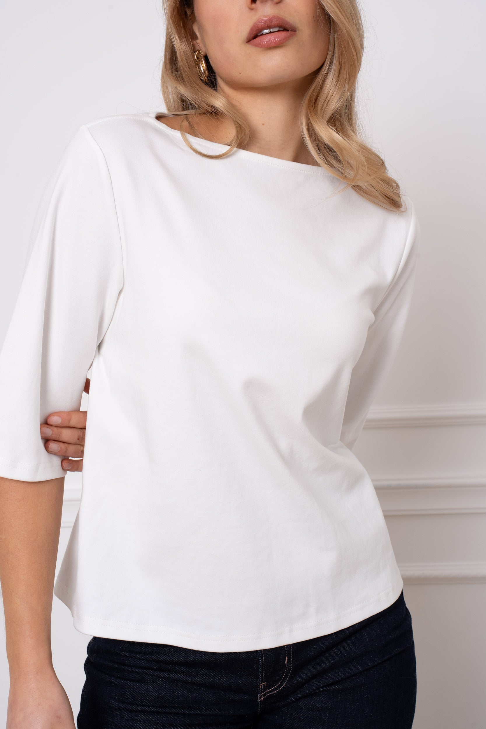Top 100% coton premium manches courtes col bateau