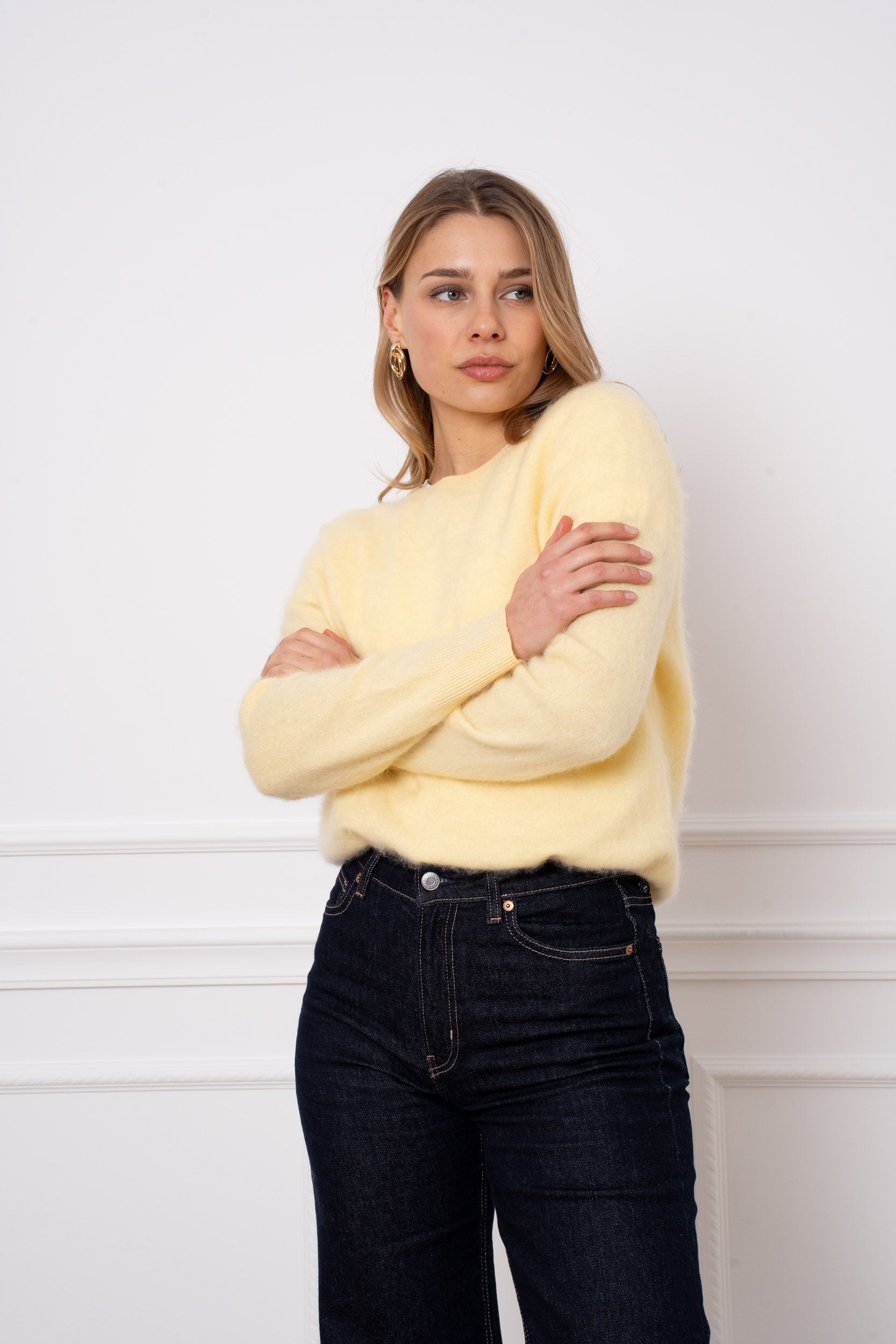 Pull laine & cachemire brossé col rond