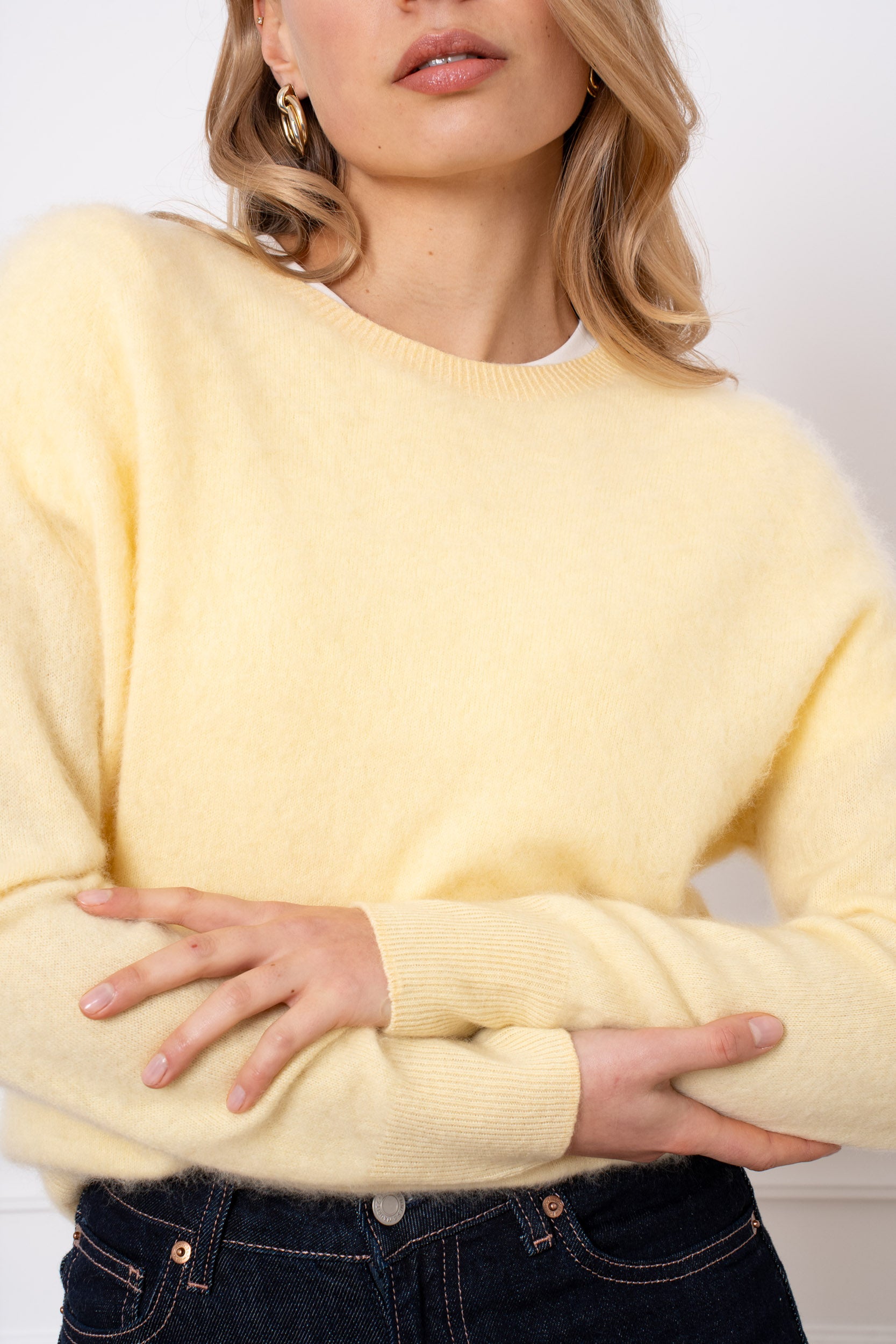 Pull laine & cachemire brossé col rond