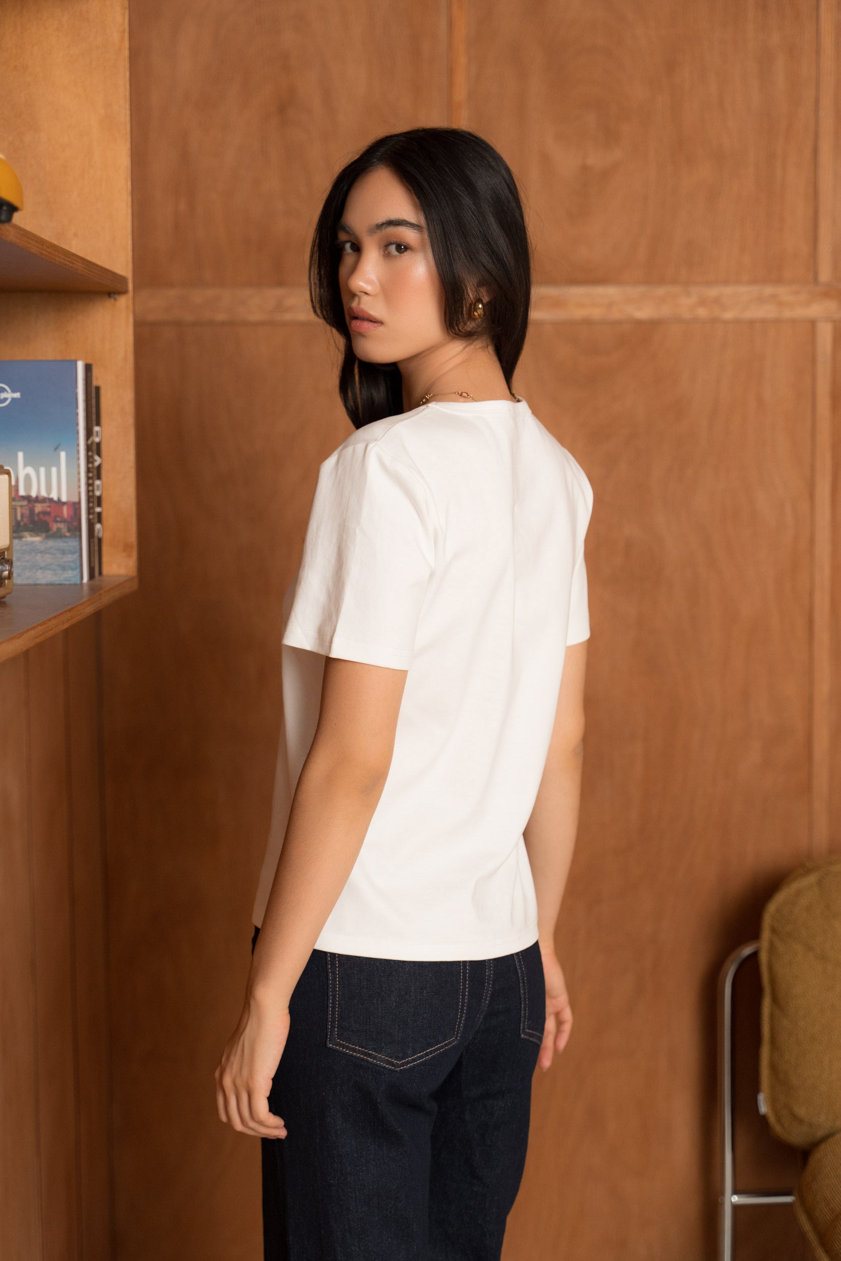 T-shirt 100% coton premium col V manches courtes