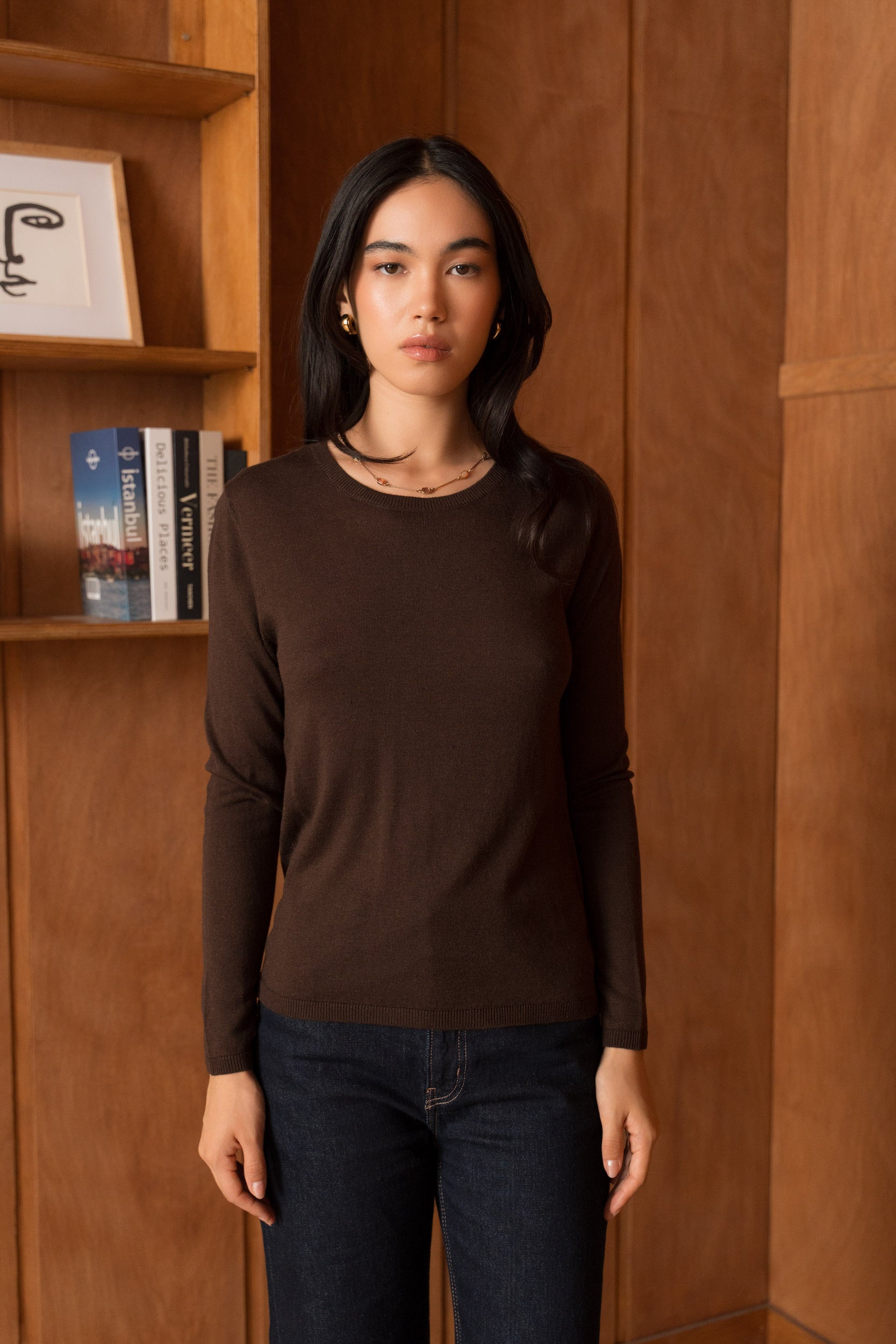 Pull soie & cachemire col rond