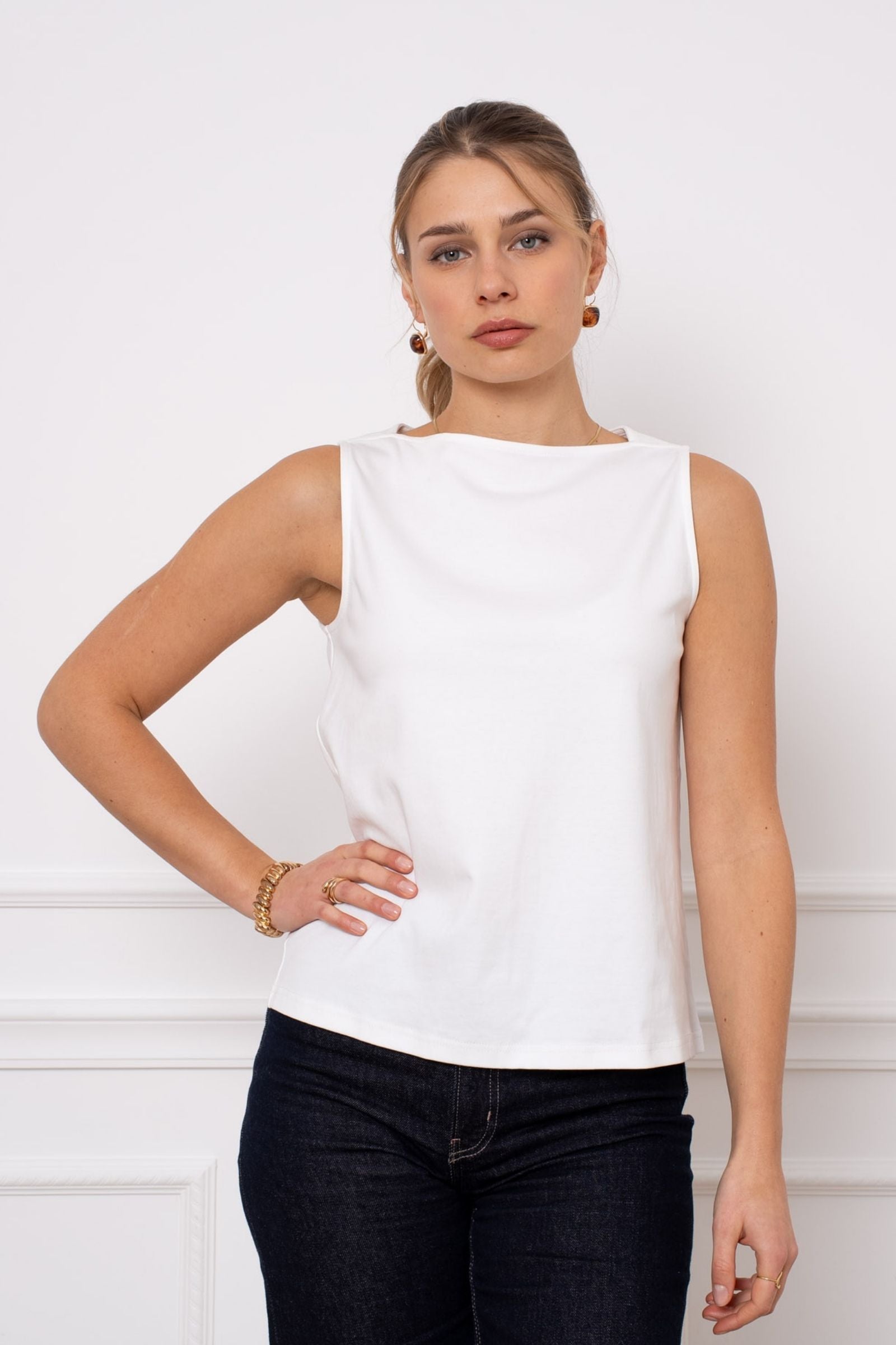 Débardeur 100% coton premium col bateau