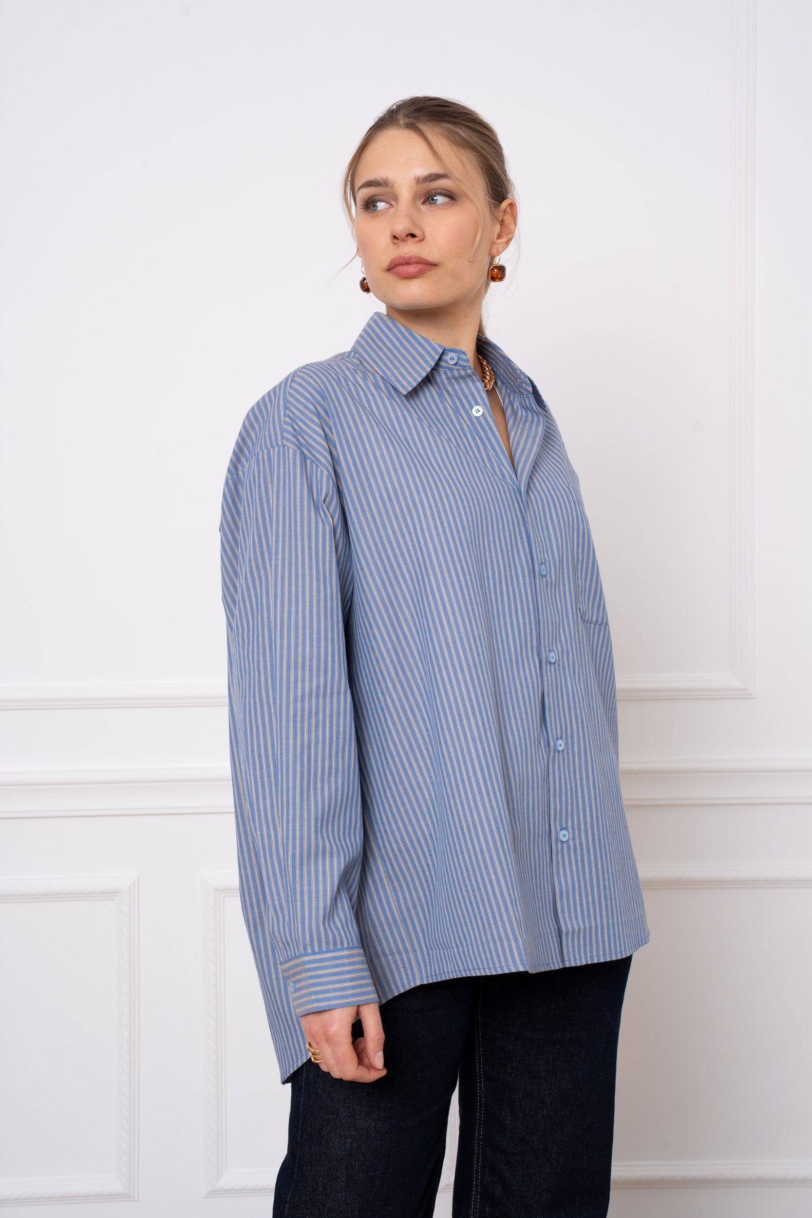 Chemise 100% coton rayure oversize