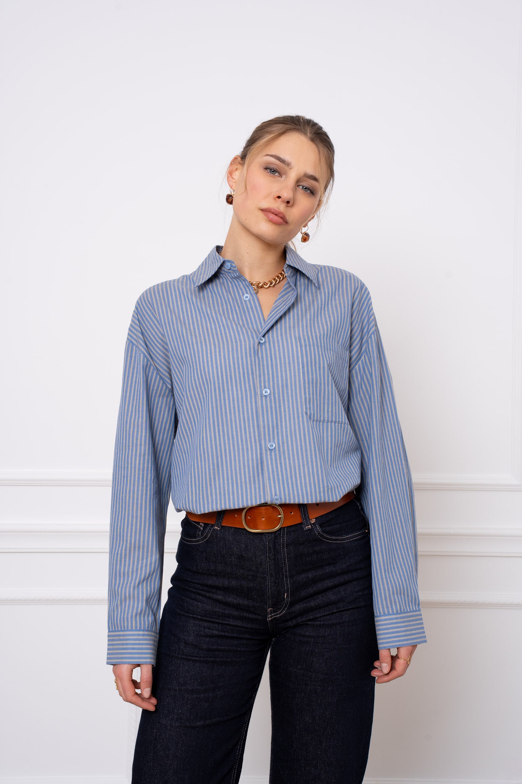 Chemise 100% coton rayure oversize