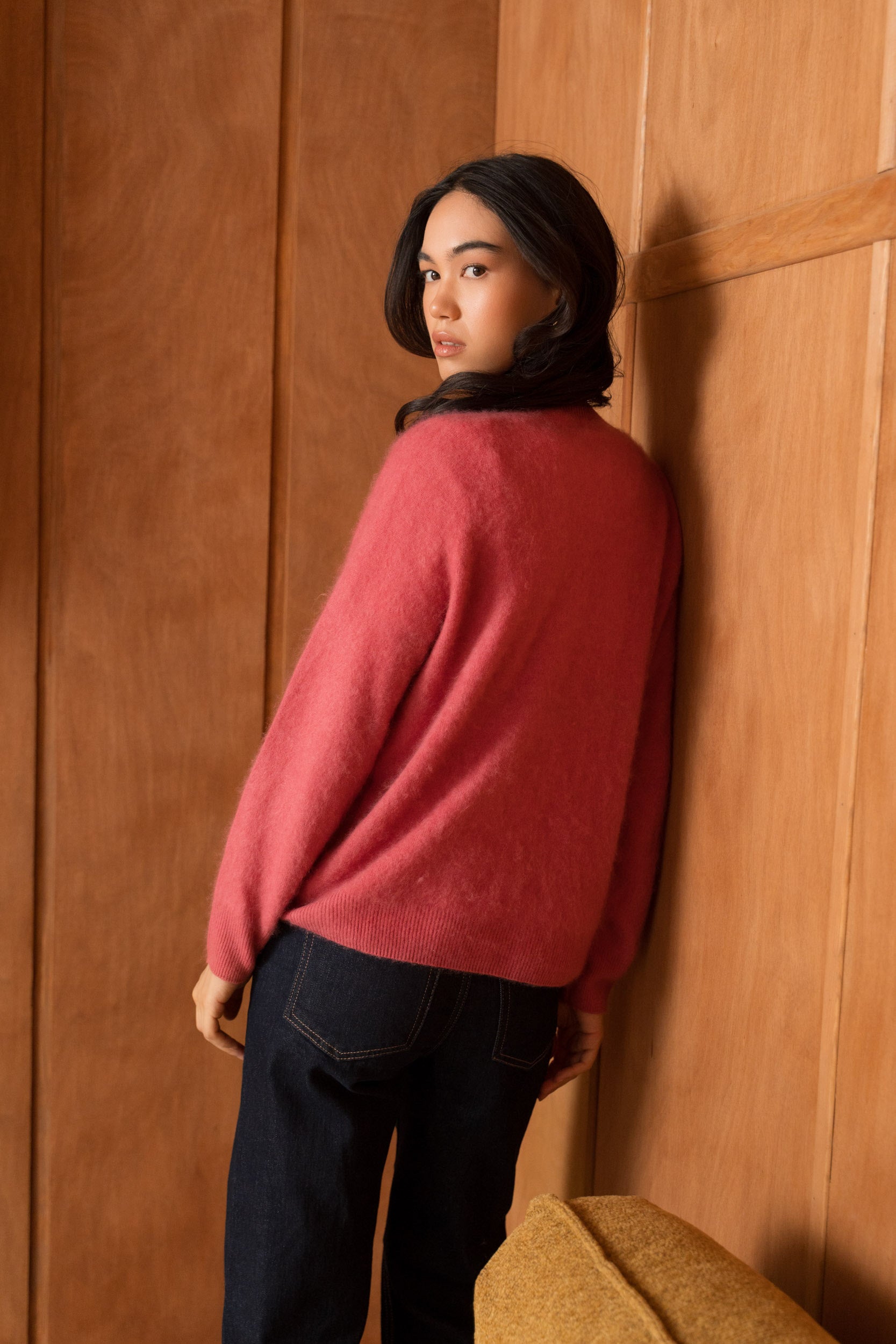 Pull laine & cachemire brossé col rond