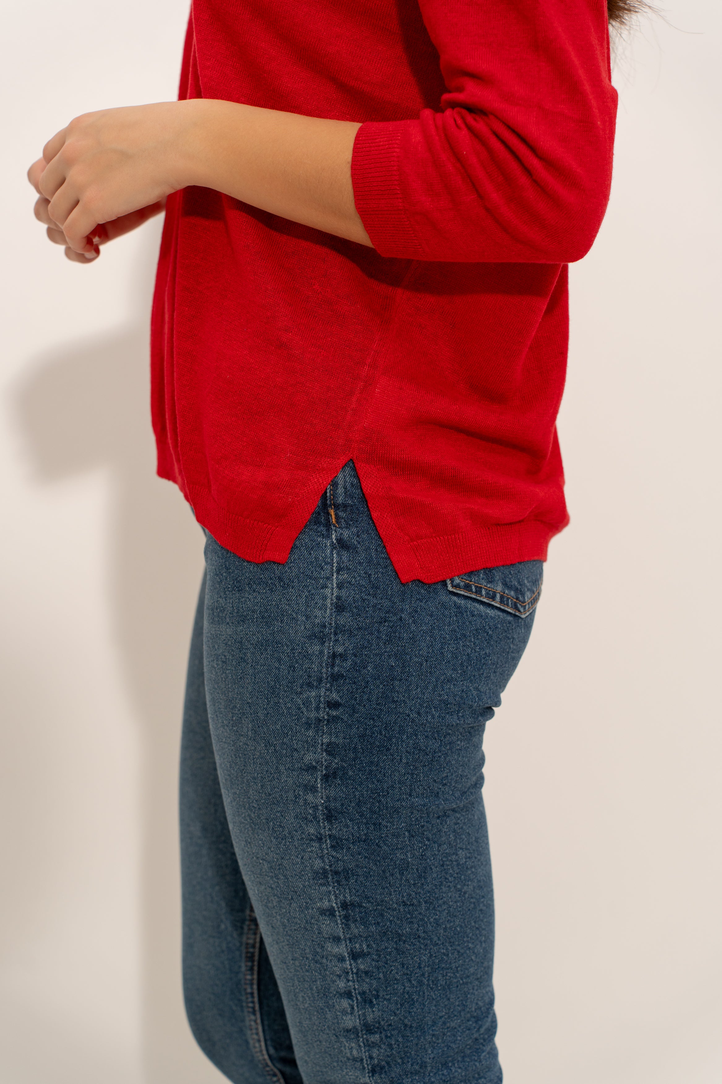 Pull V oversize en lin tricoté