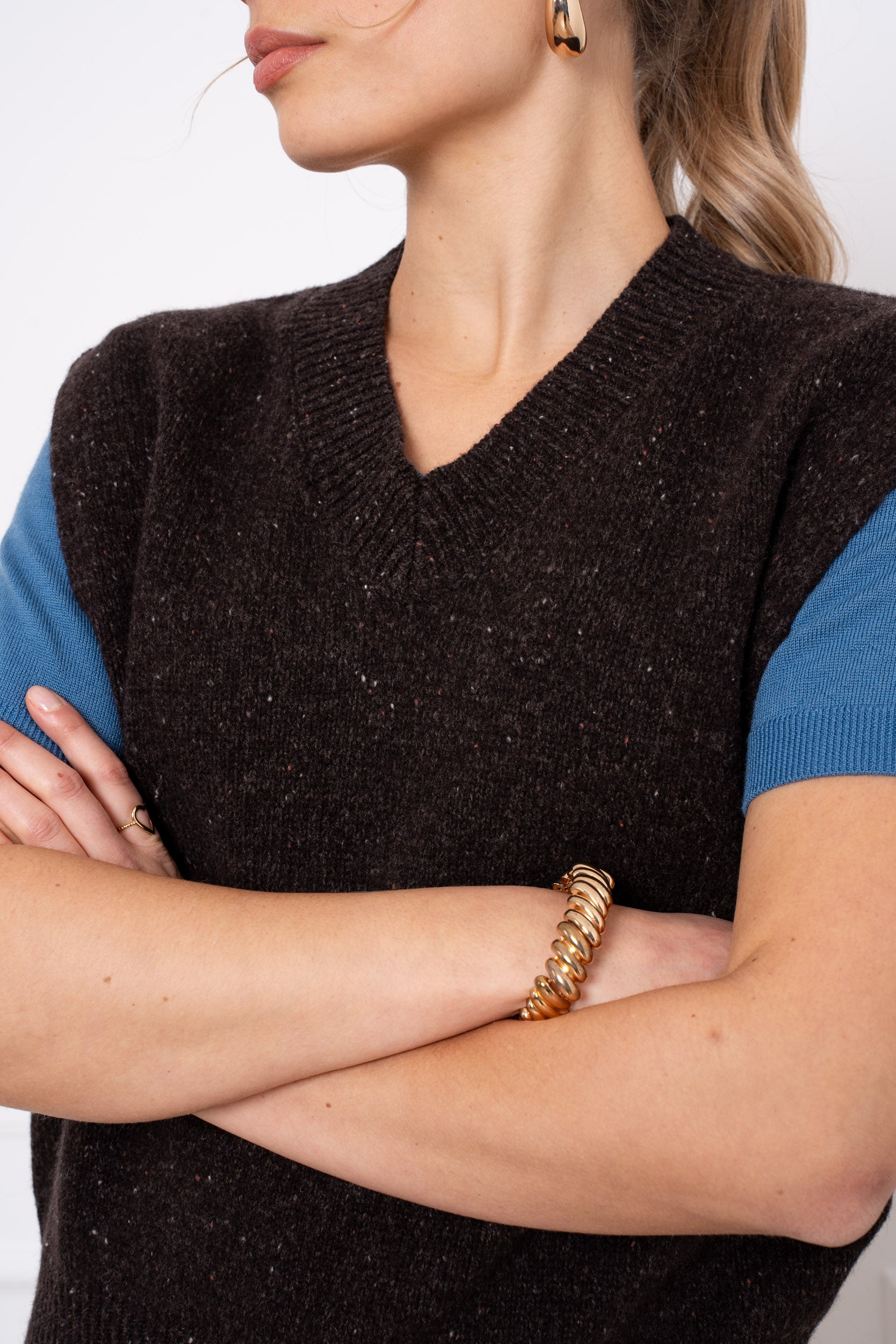 Pull 100% laine mérinos sans manche col V