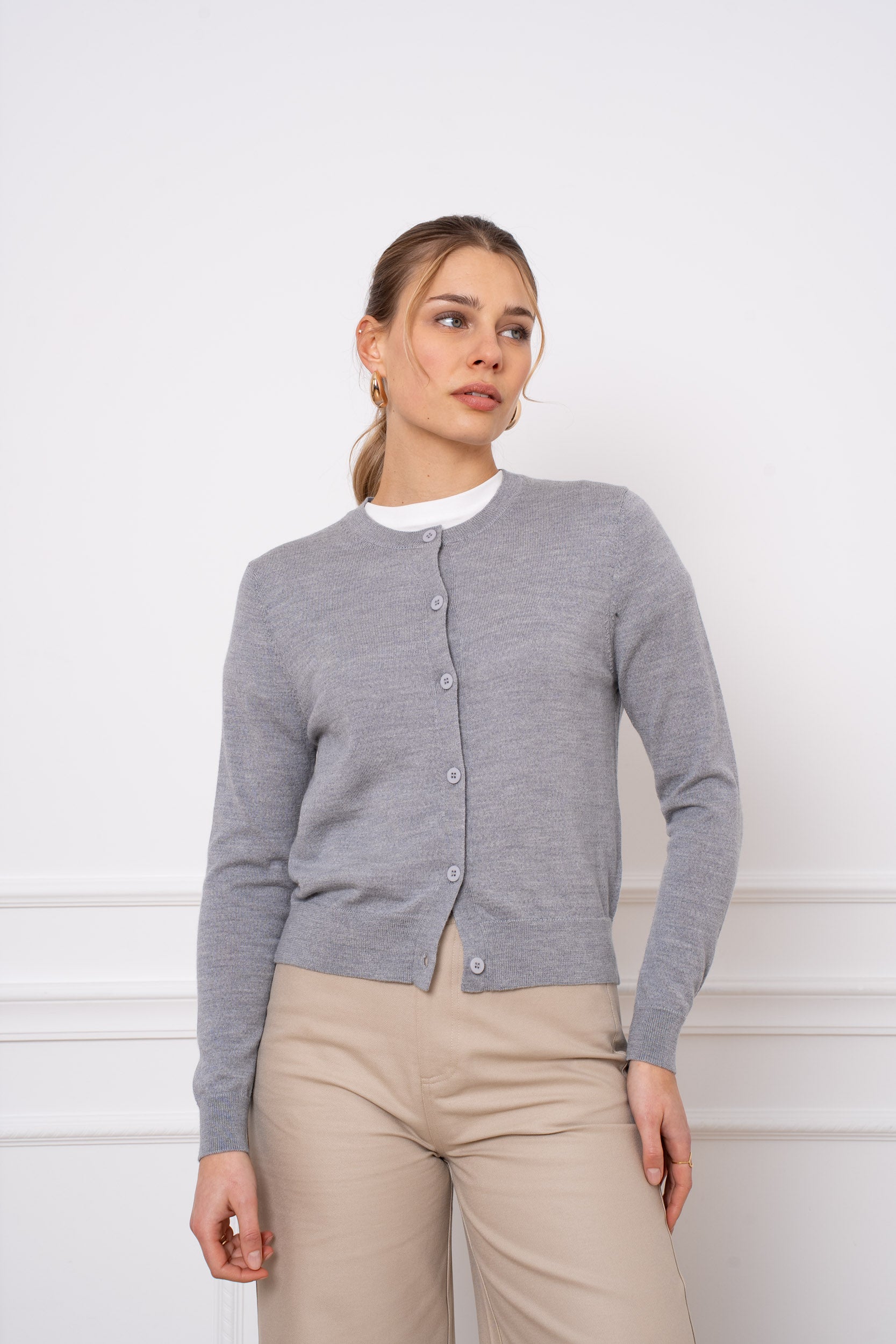 Cardigan 100% laine mérinos manches longues