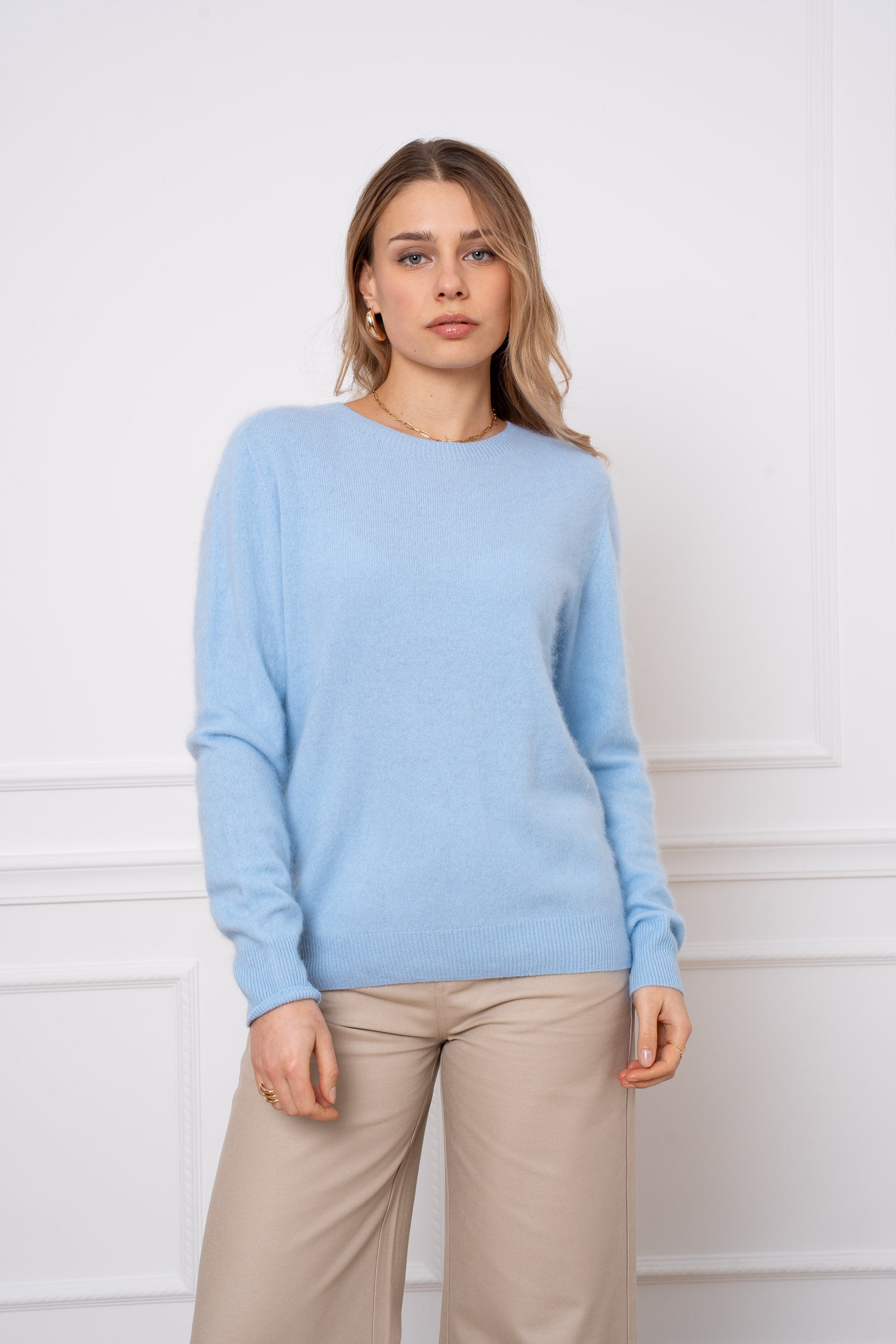 Pull laine & cachemire brossé col rond