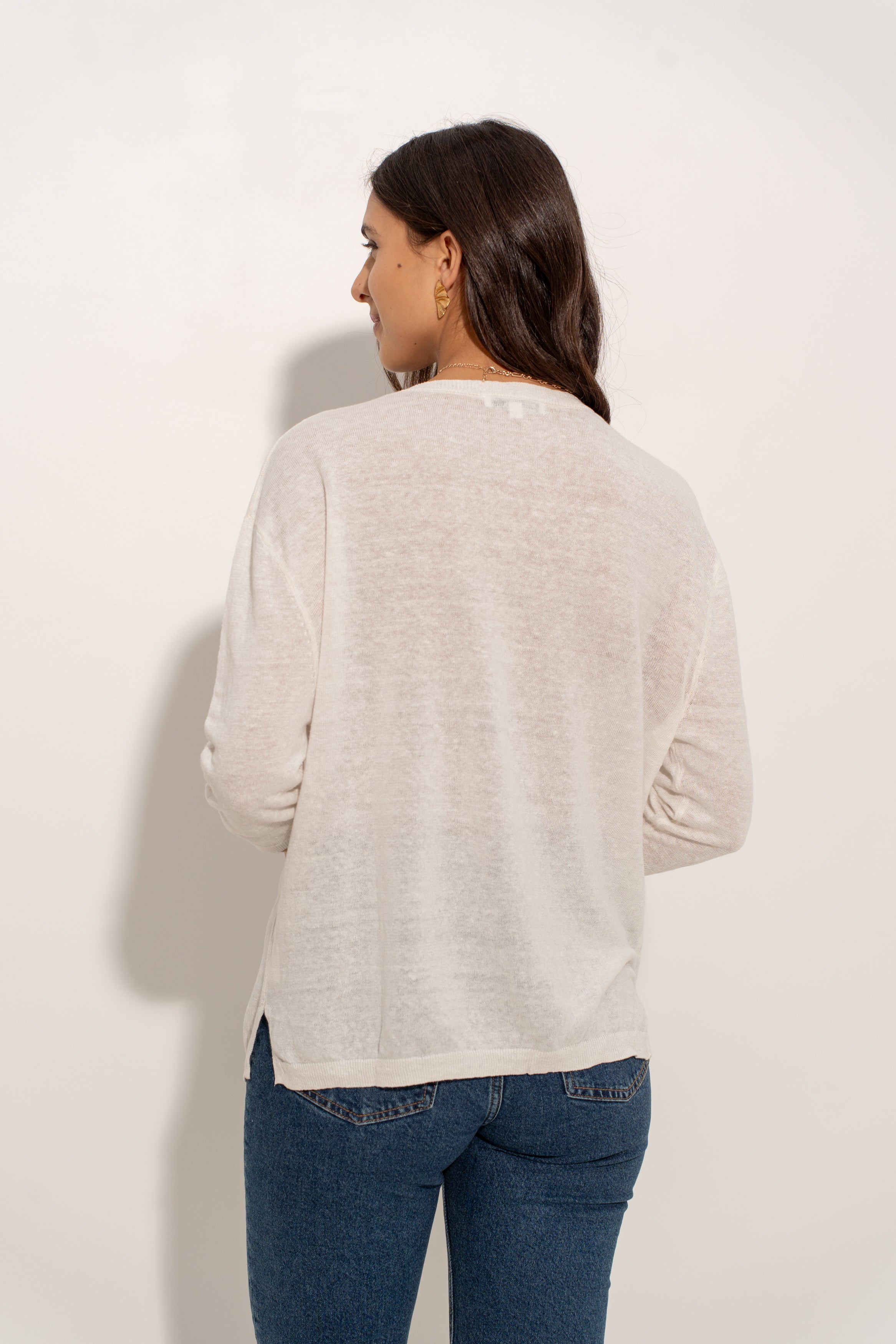 Pull V oversize en lin tricoté