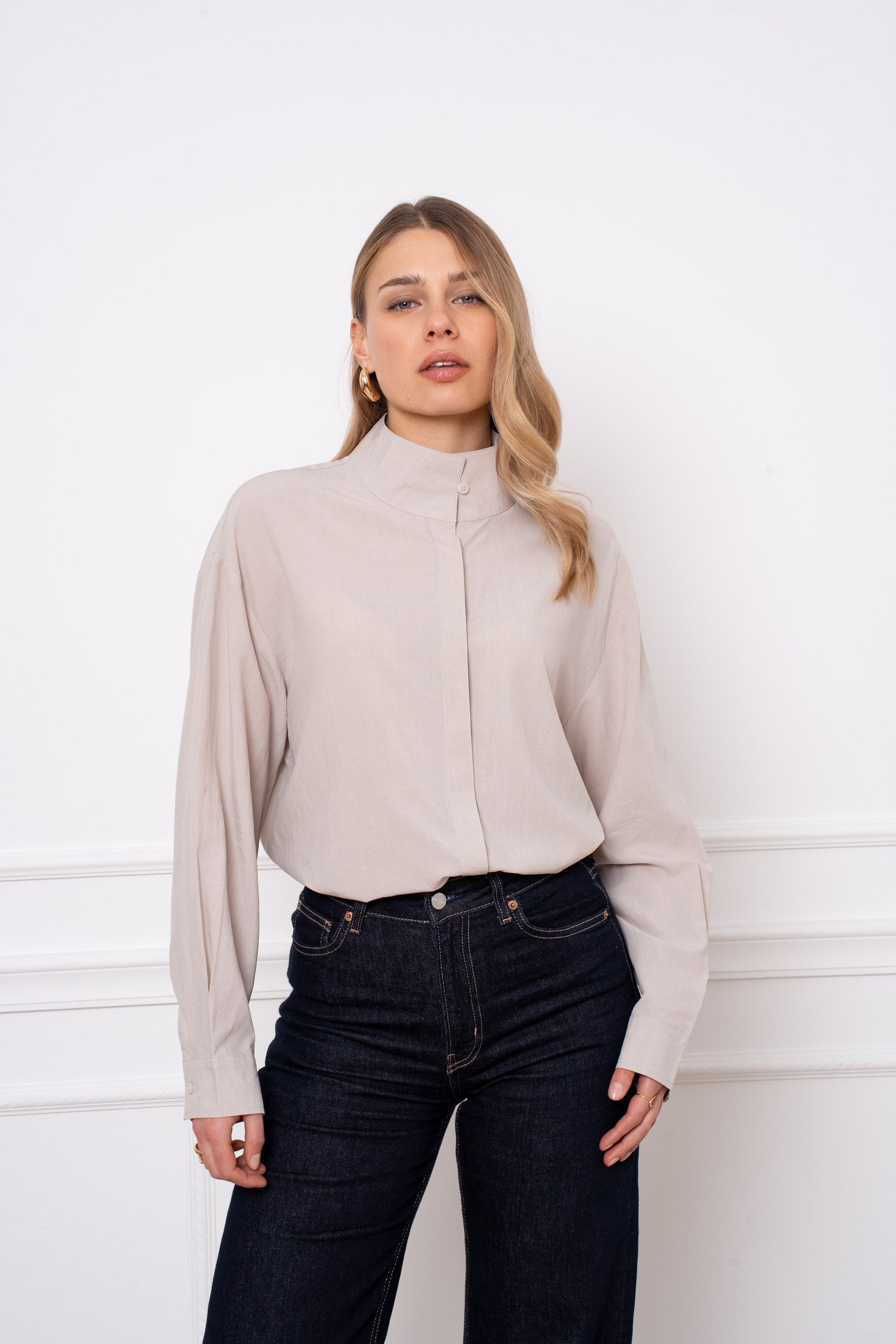 Chemise 100% lyocell col montant