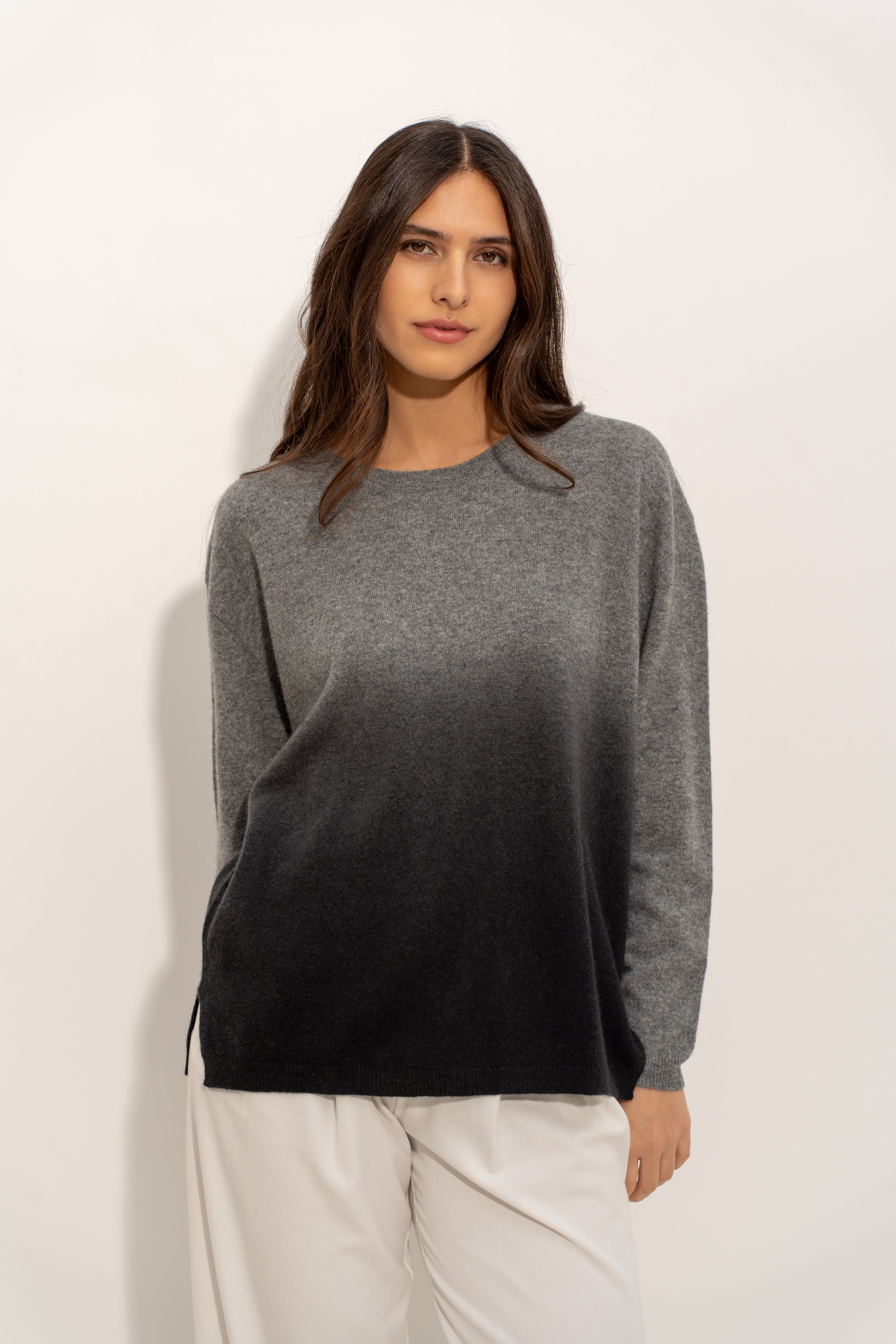 Pull col rond tie and dye en cachemire