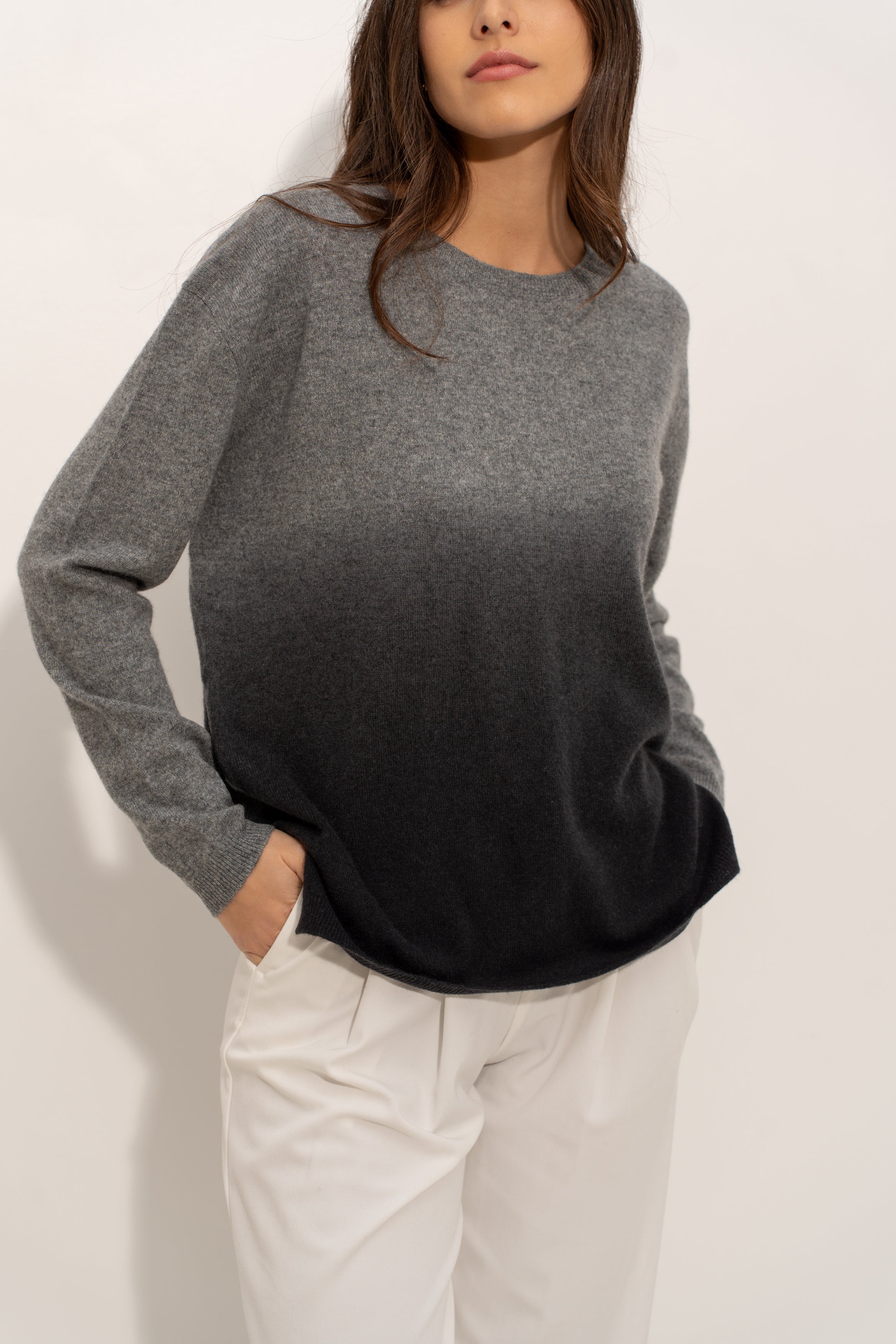 Pull col rond tie and dye en cachemire