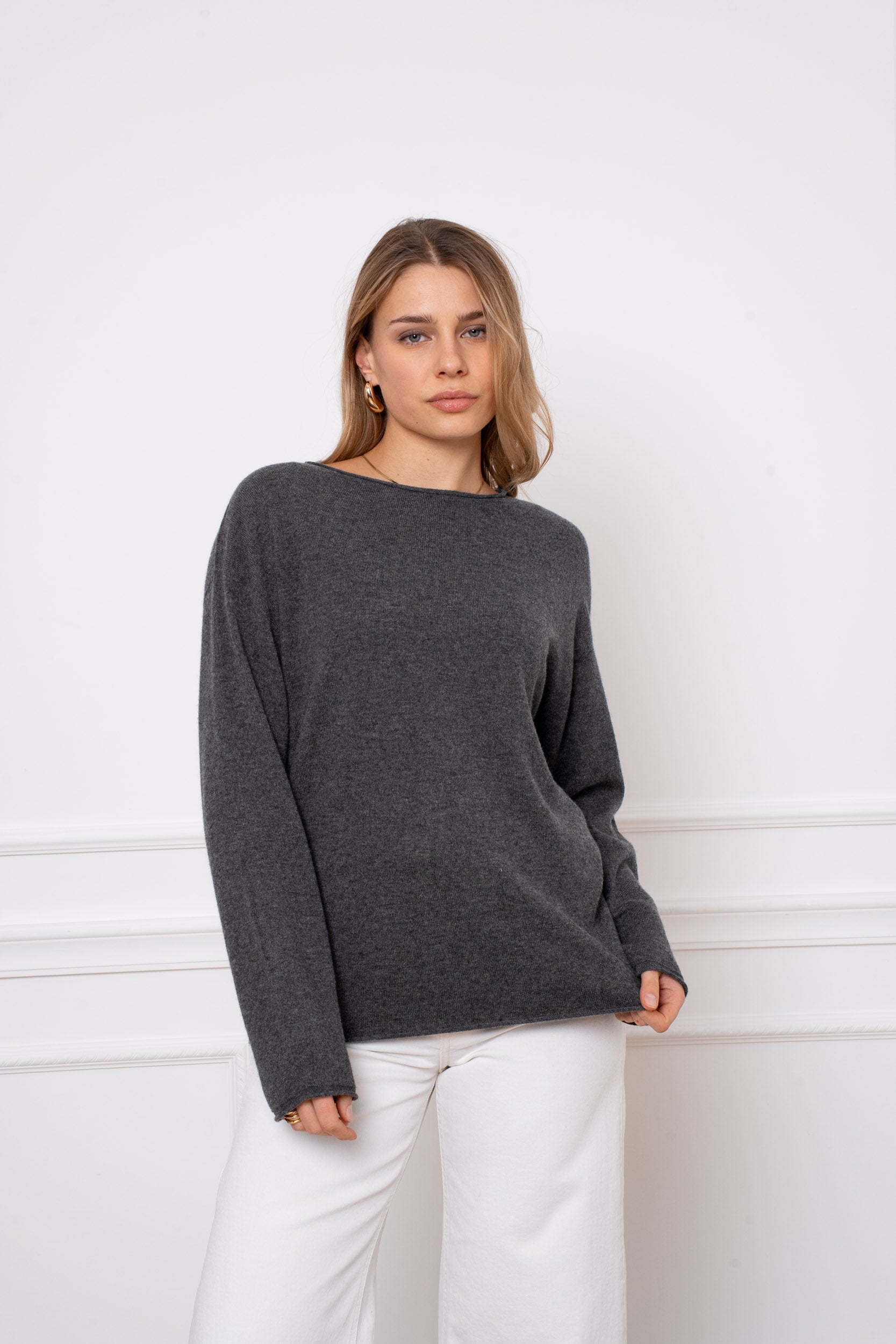 Pull laine & cachemire col rond oversize