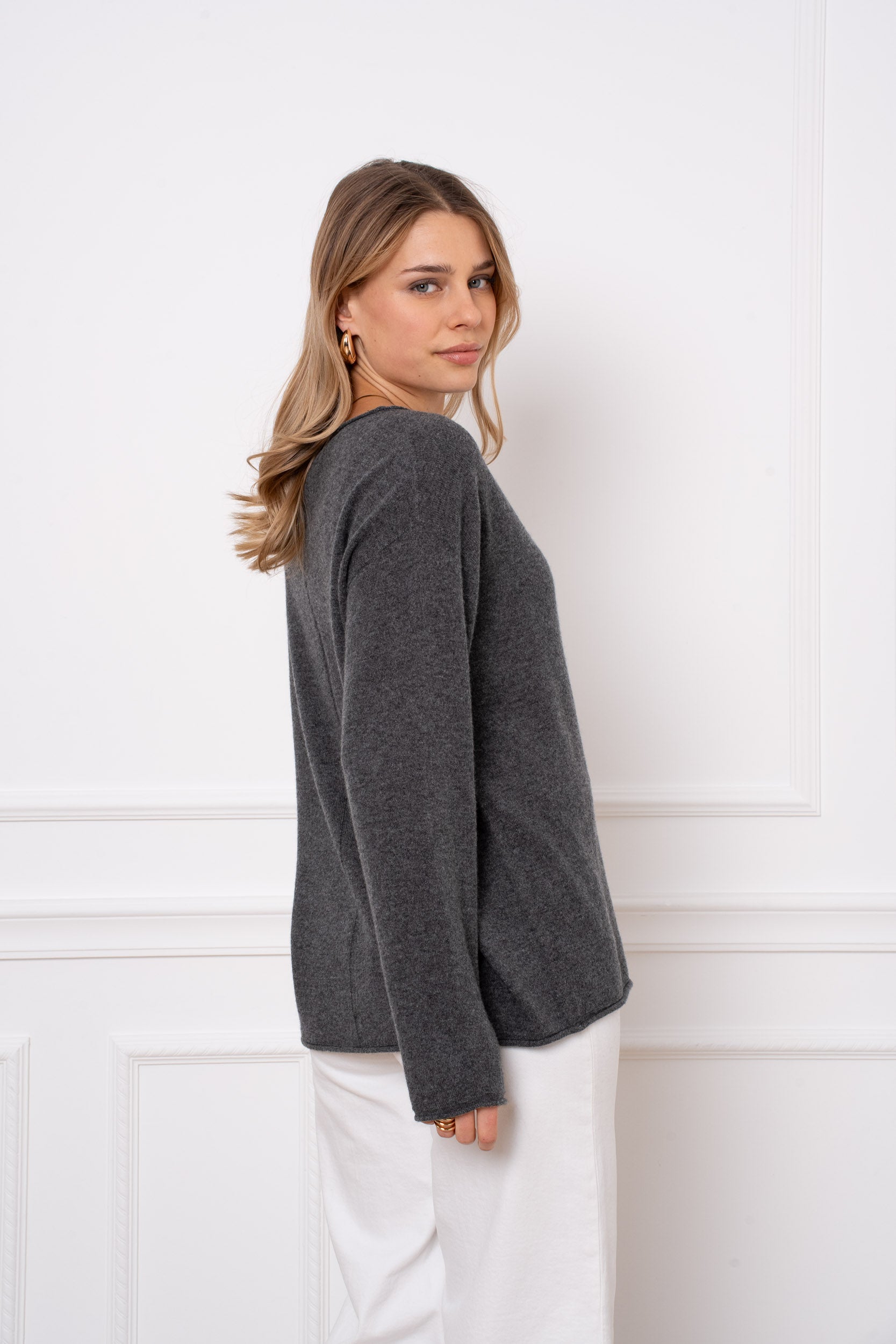 Pull laine & cachemire col rond oversize