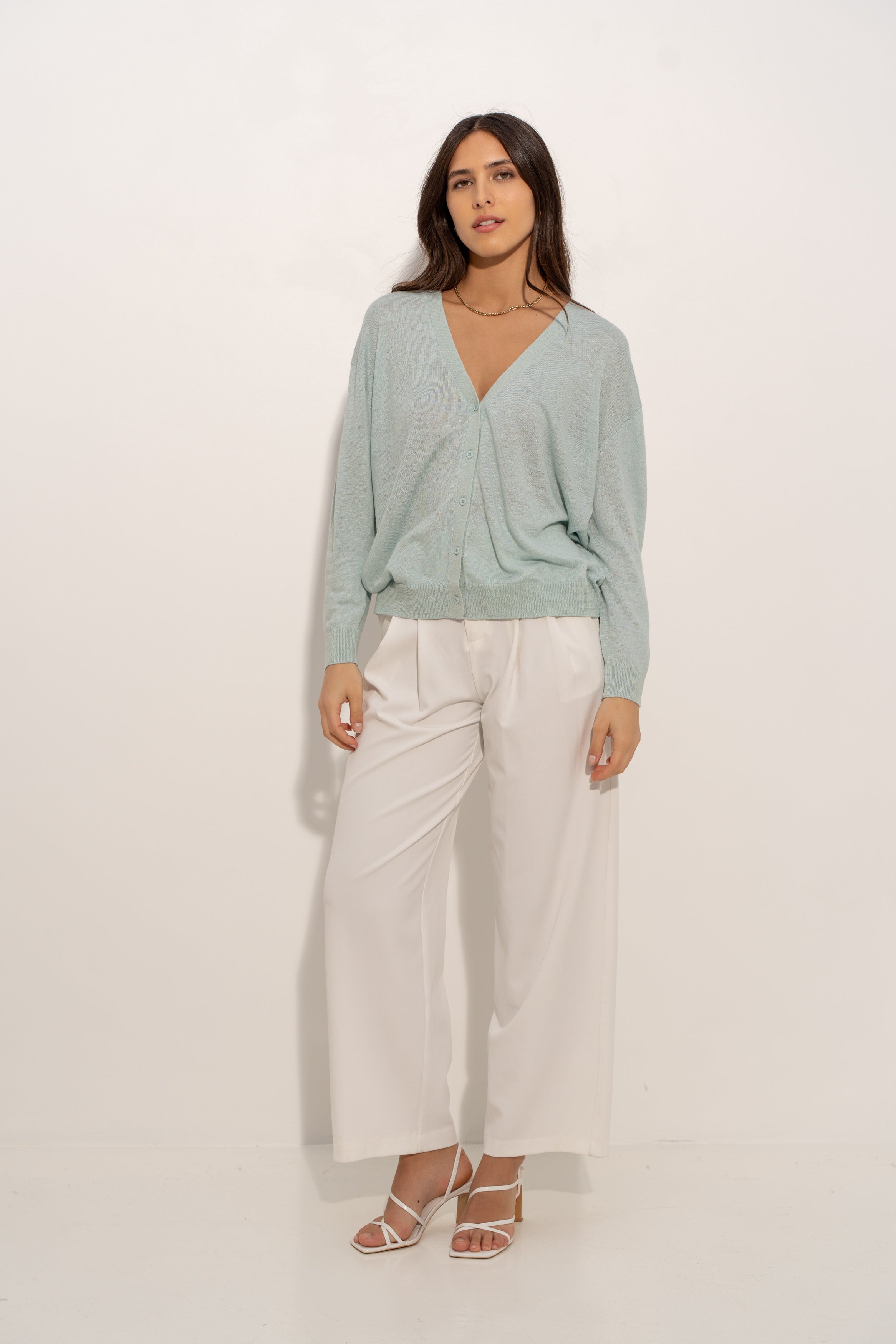 Gilet oversize en lin tricoté