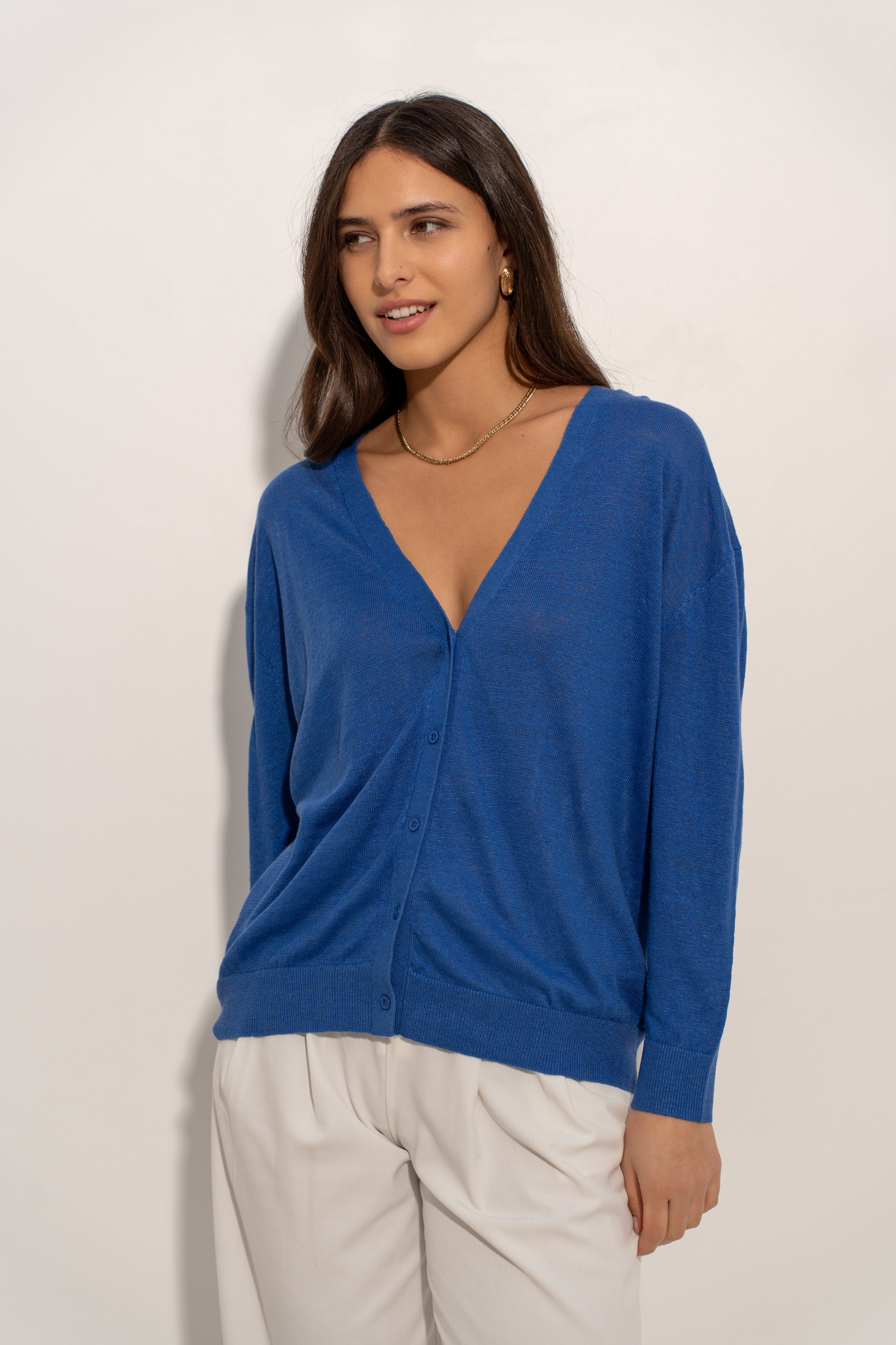 Gilet oversize en lin tricoté