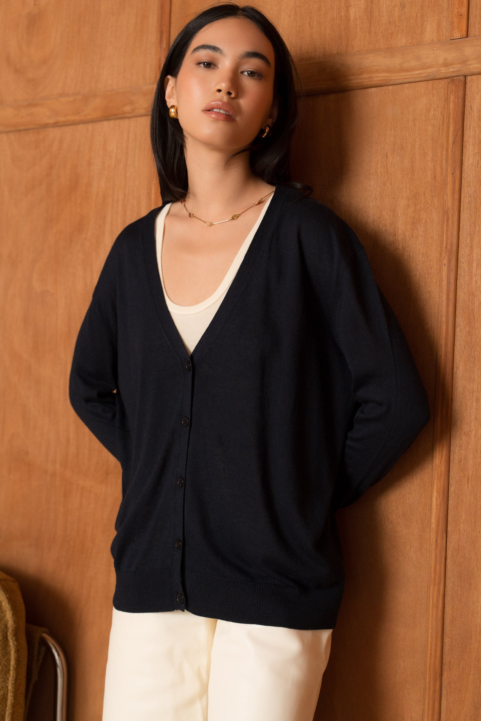 Cardigan soie & cachemire oversize
