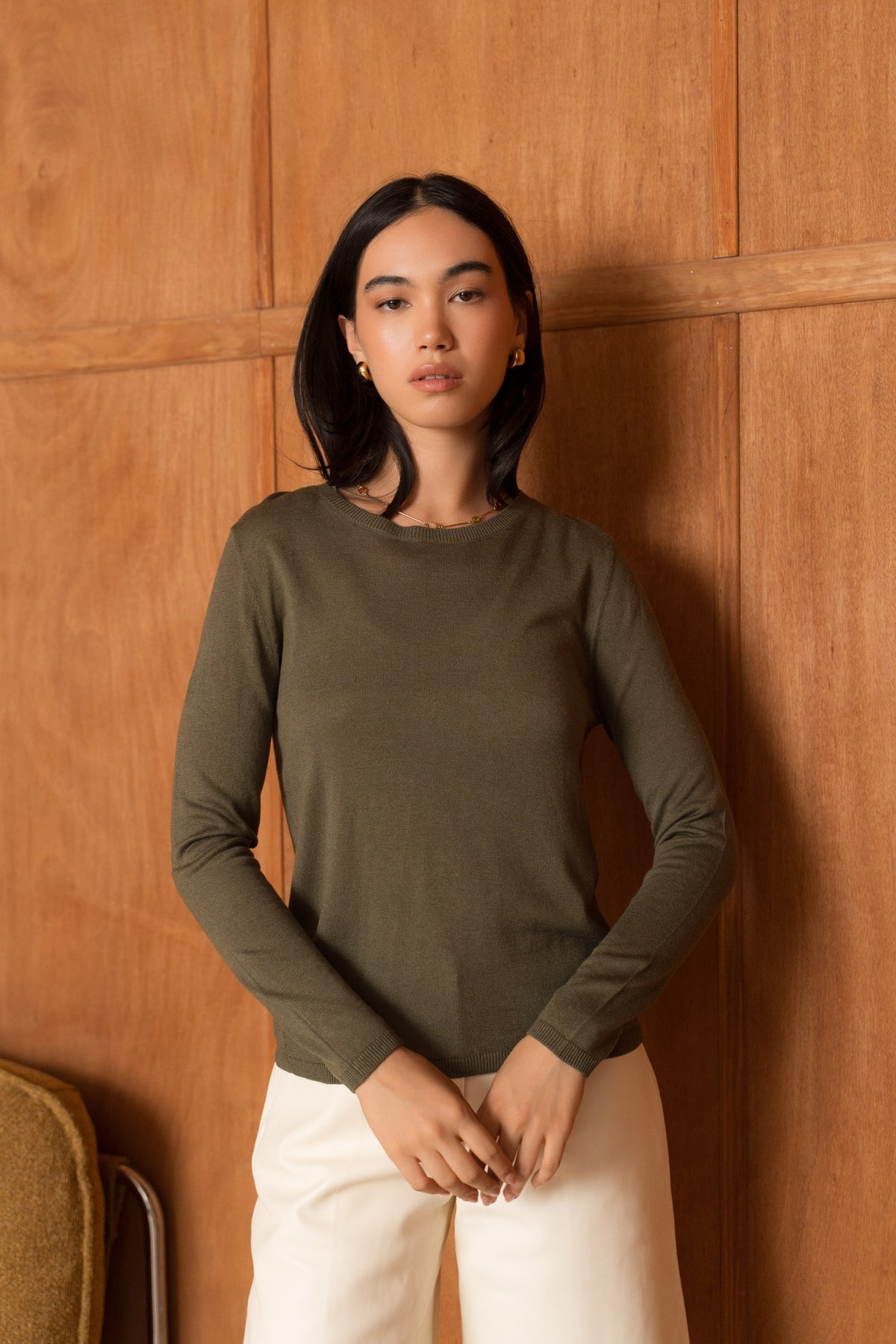 Pull soie & cachemire col rond