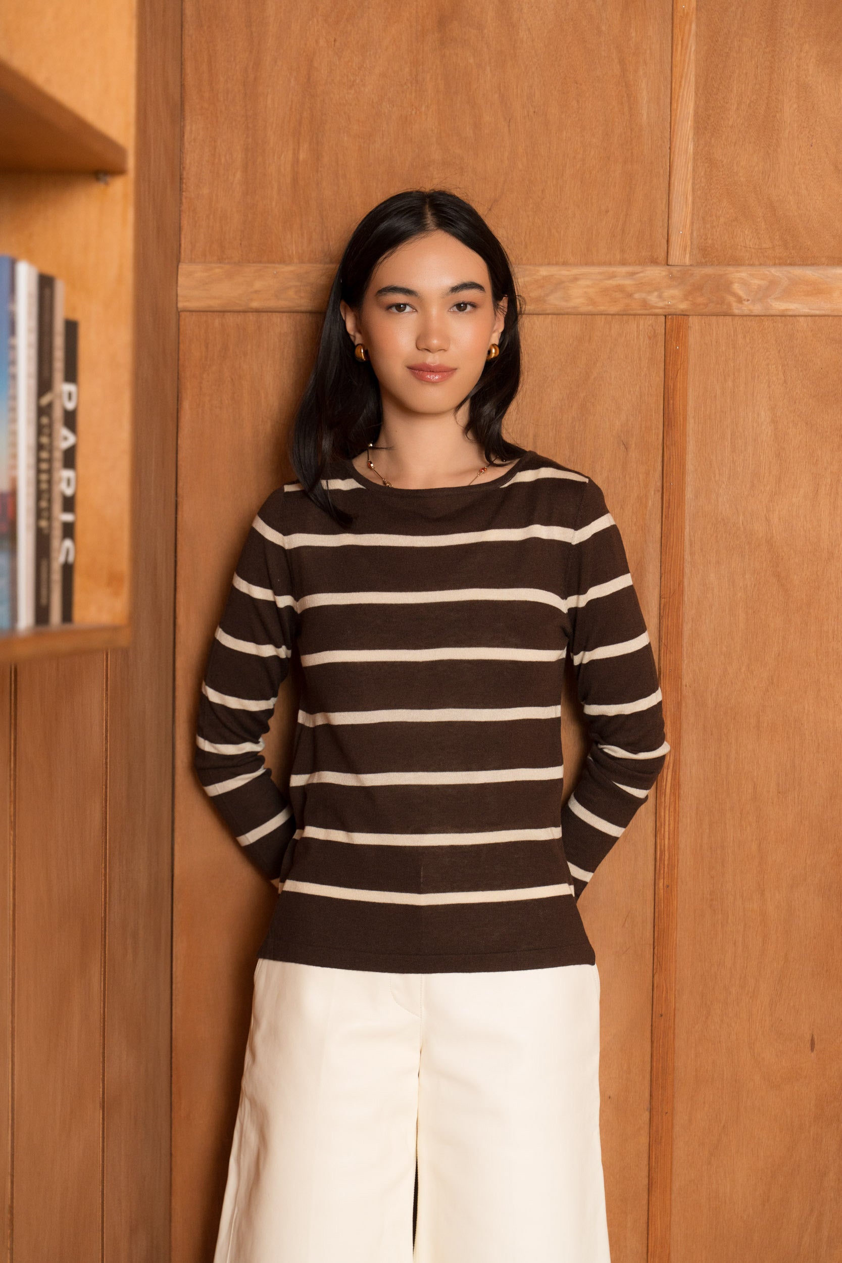 Pull marinière en soie et cachemire