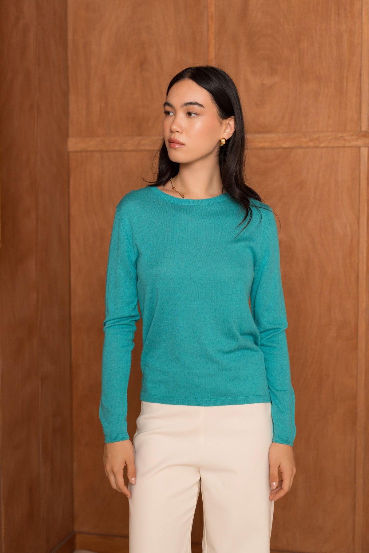 Pull soie & cachemire col rond