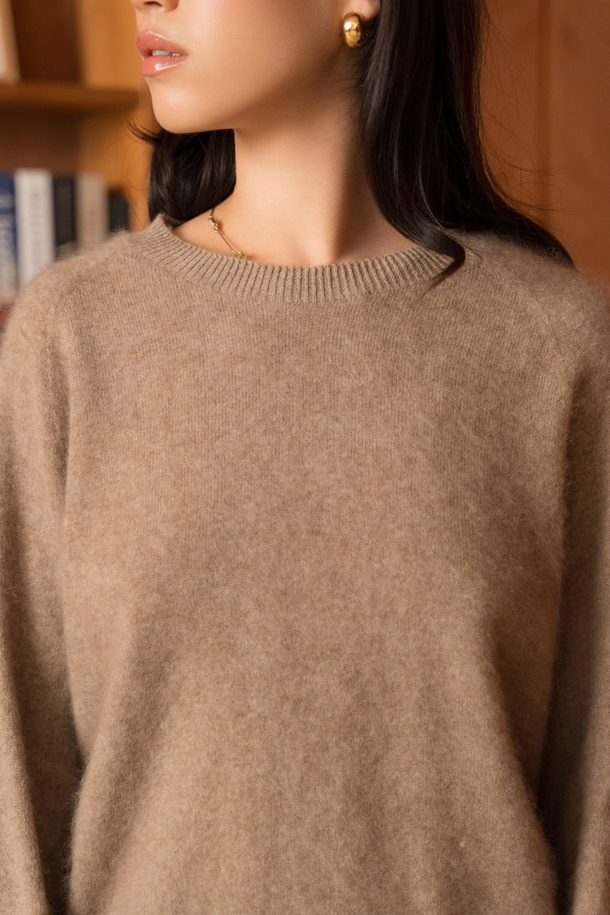 Pull laine & cachemire brossé col rond