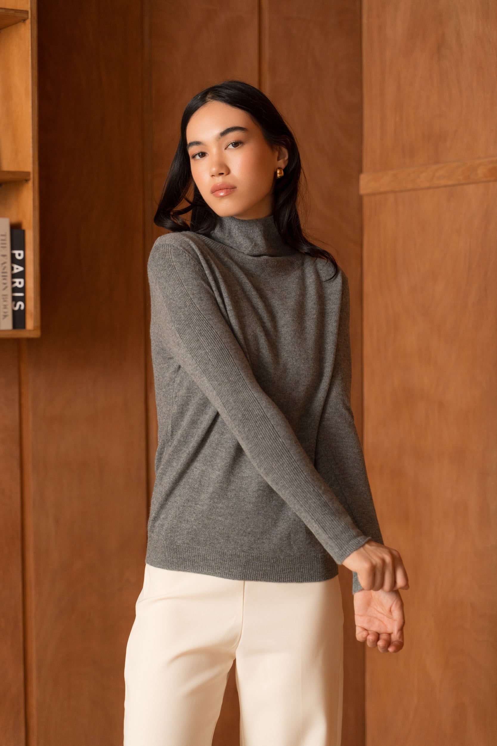 Pull 100% cachemire col montant