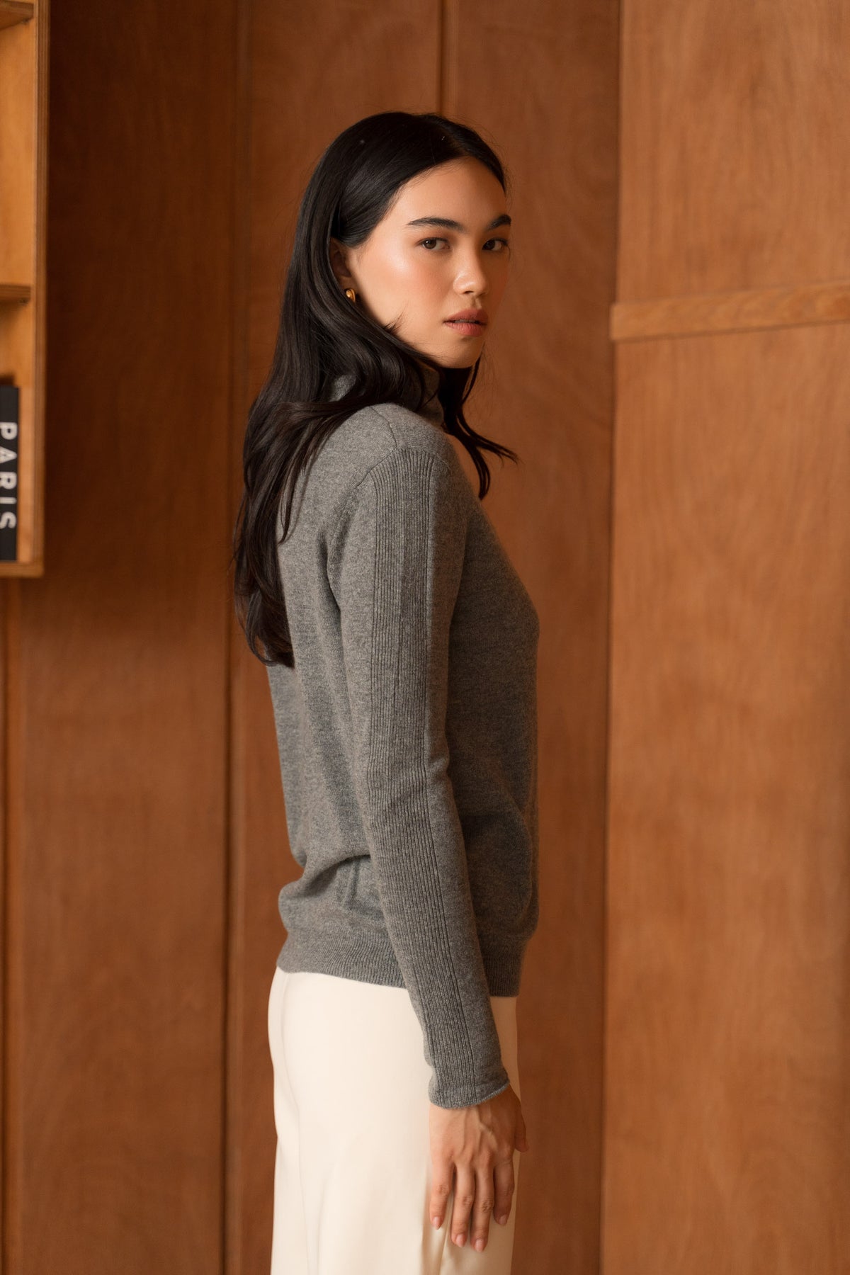 Pull 100% cachemire col montant