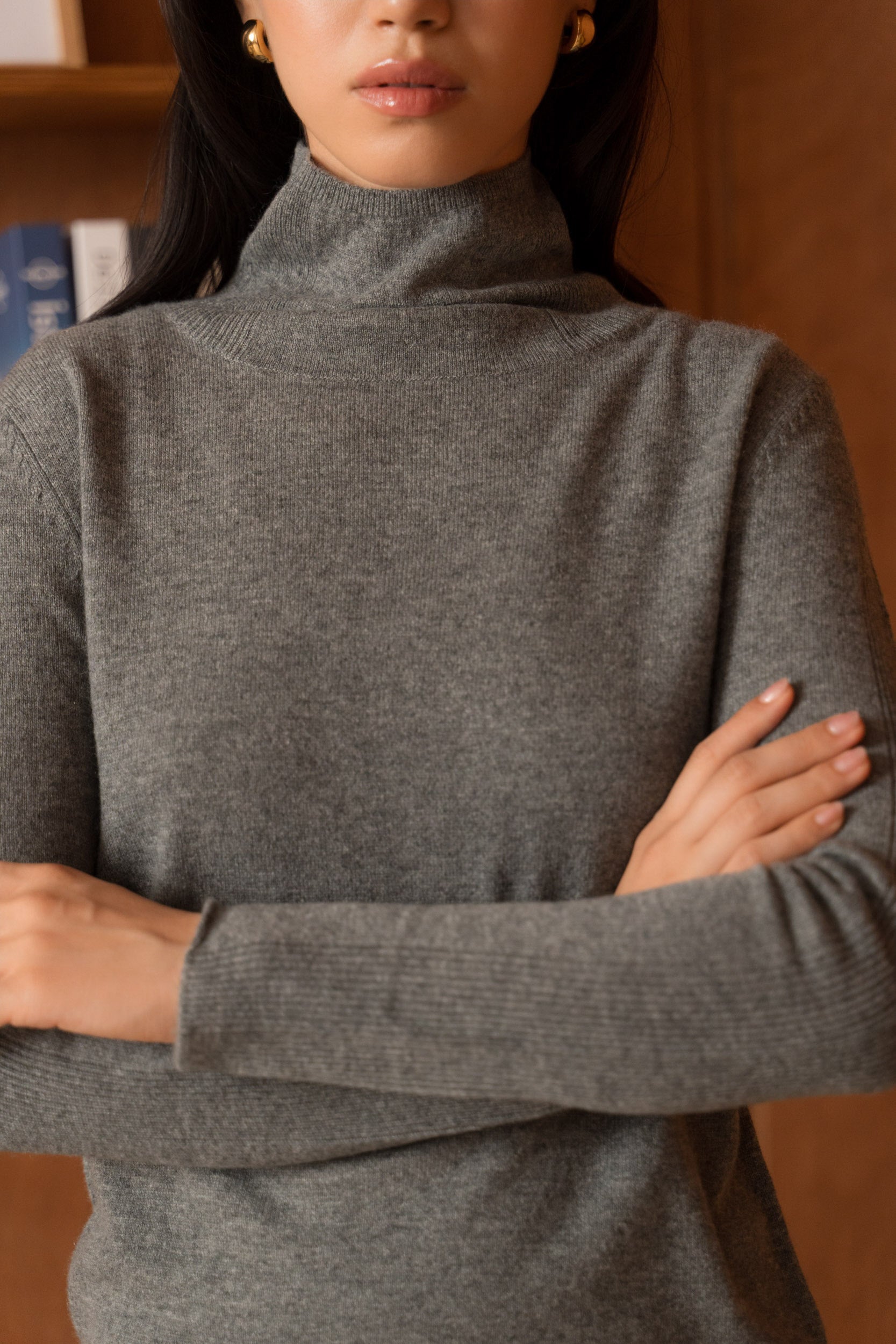 Pull 100% cachemire col montant