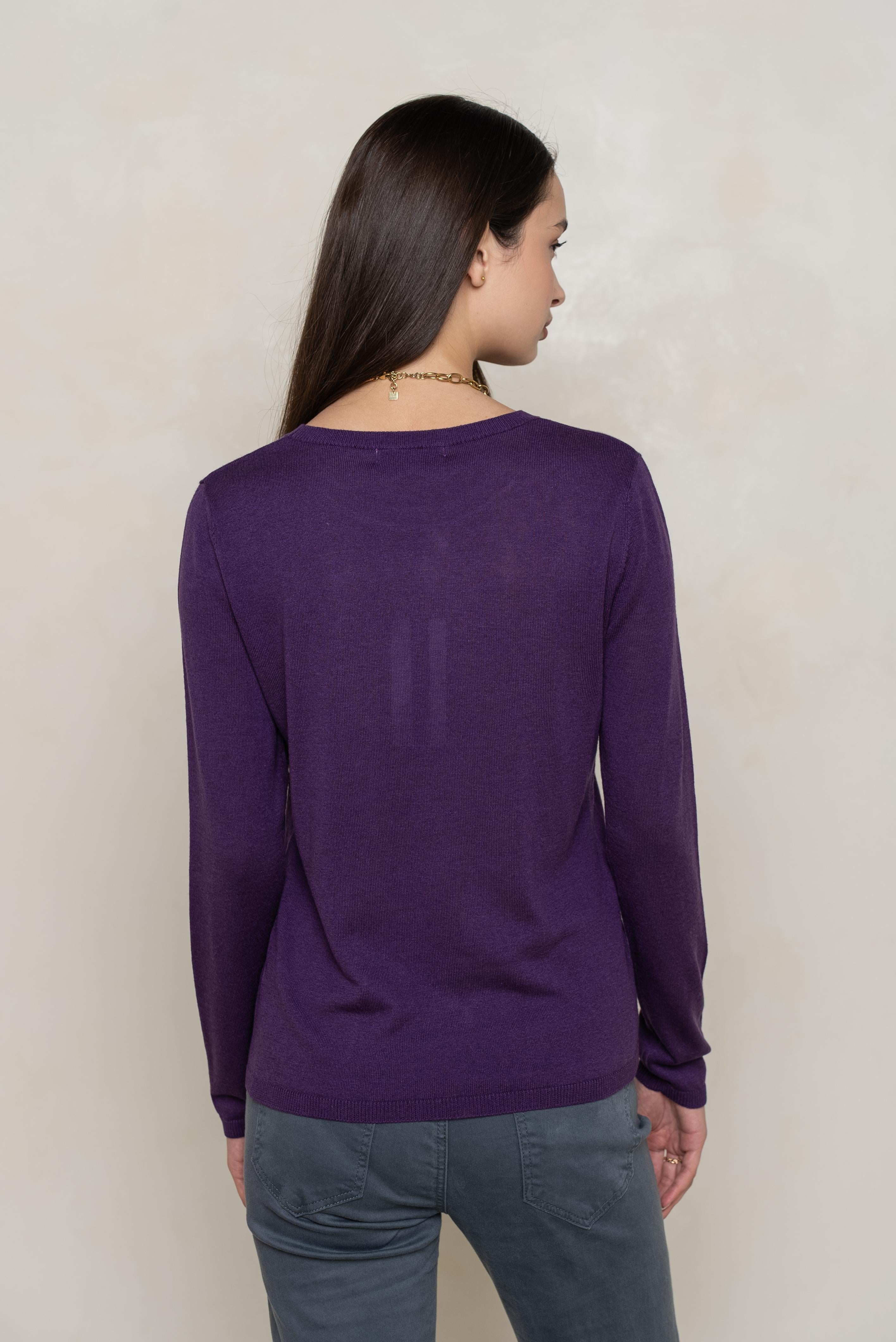 Pull col rond en soie et cachemire