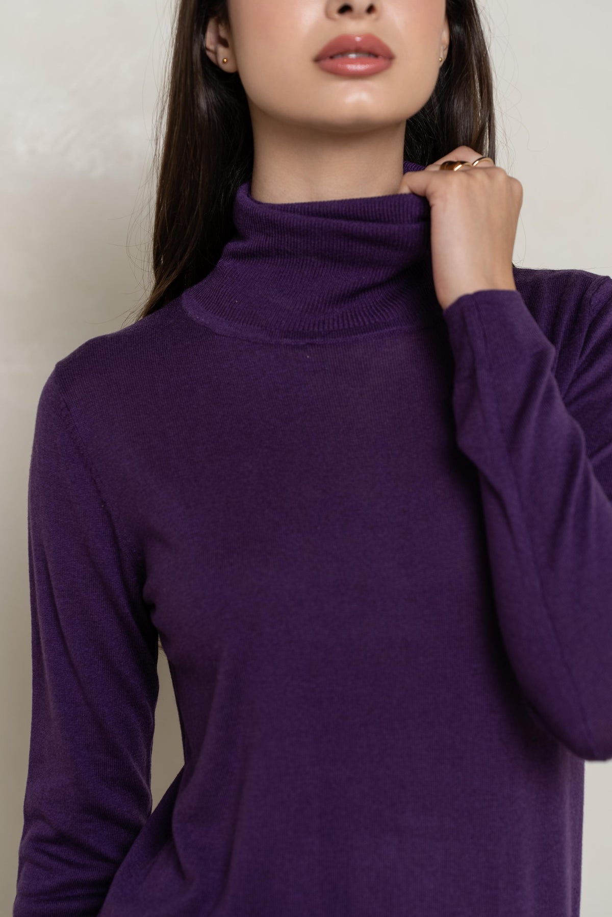 Pull col roulé en soie et cachemire