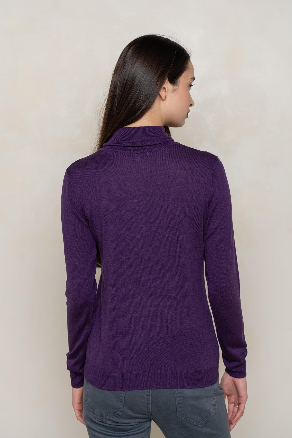 Pull col roulé en soie et cachemire