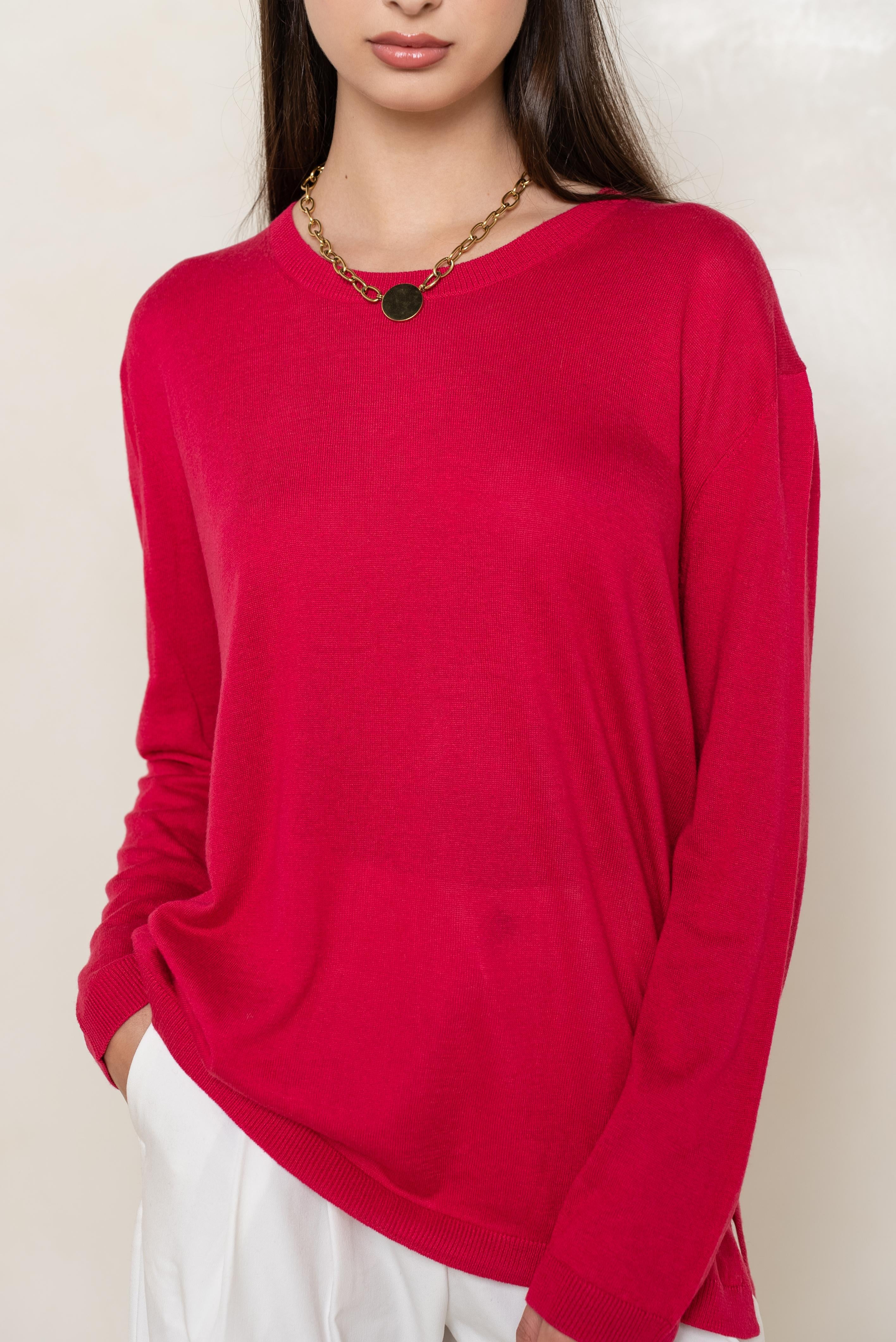 Pull col rond oversize en soie et cachemire
