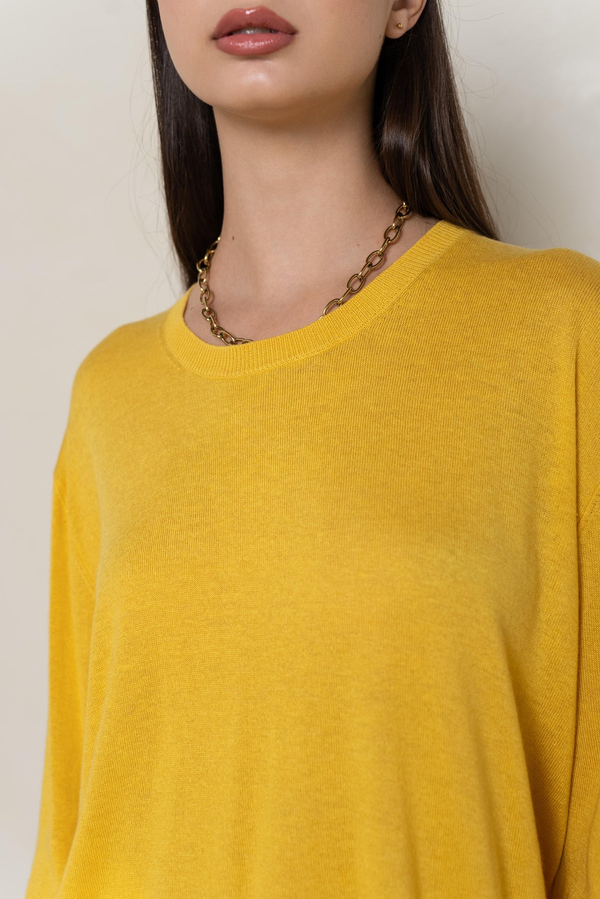 Pull col rond oversize en soie et cachemire