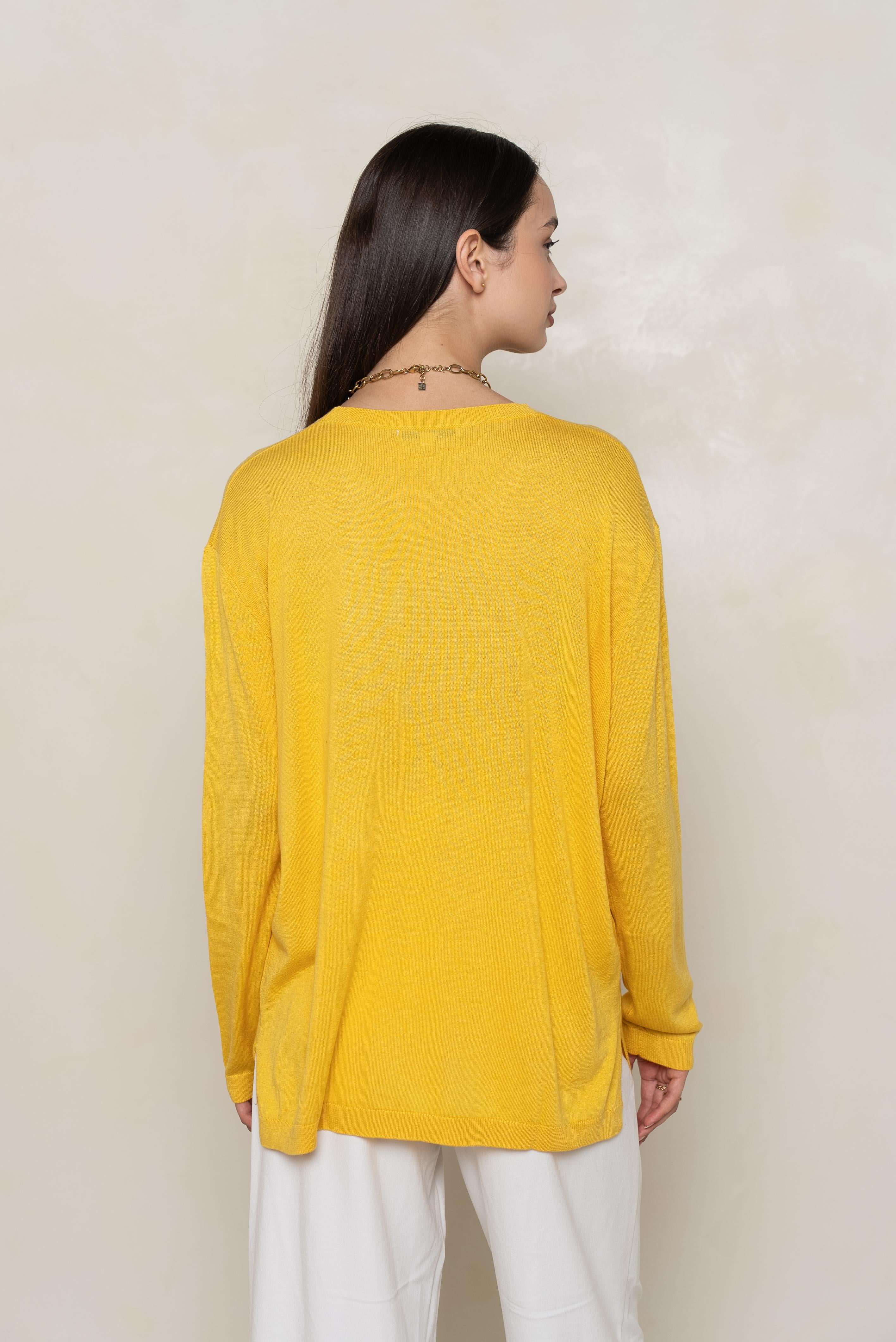 Pull col rond oversize en soie et cachemire