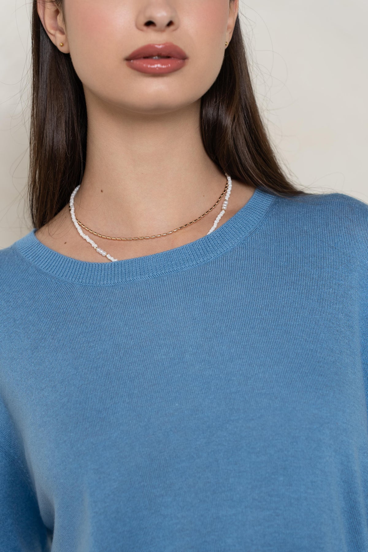 Pull col rond oversize en soie et cachemire