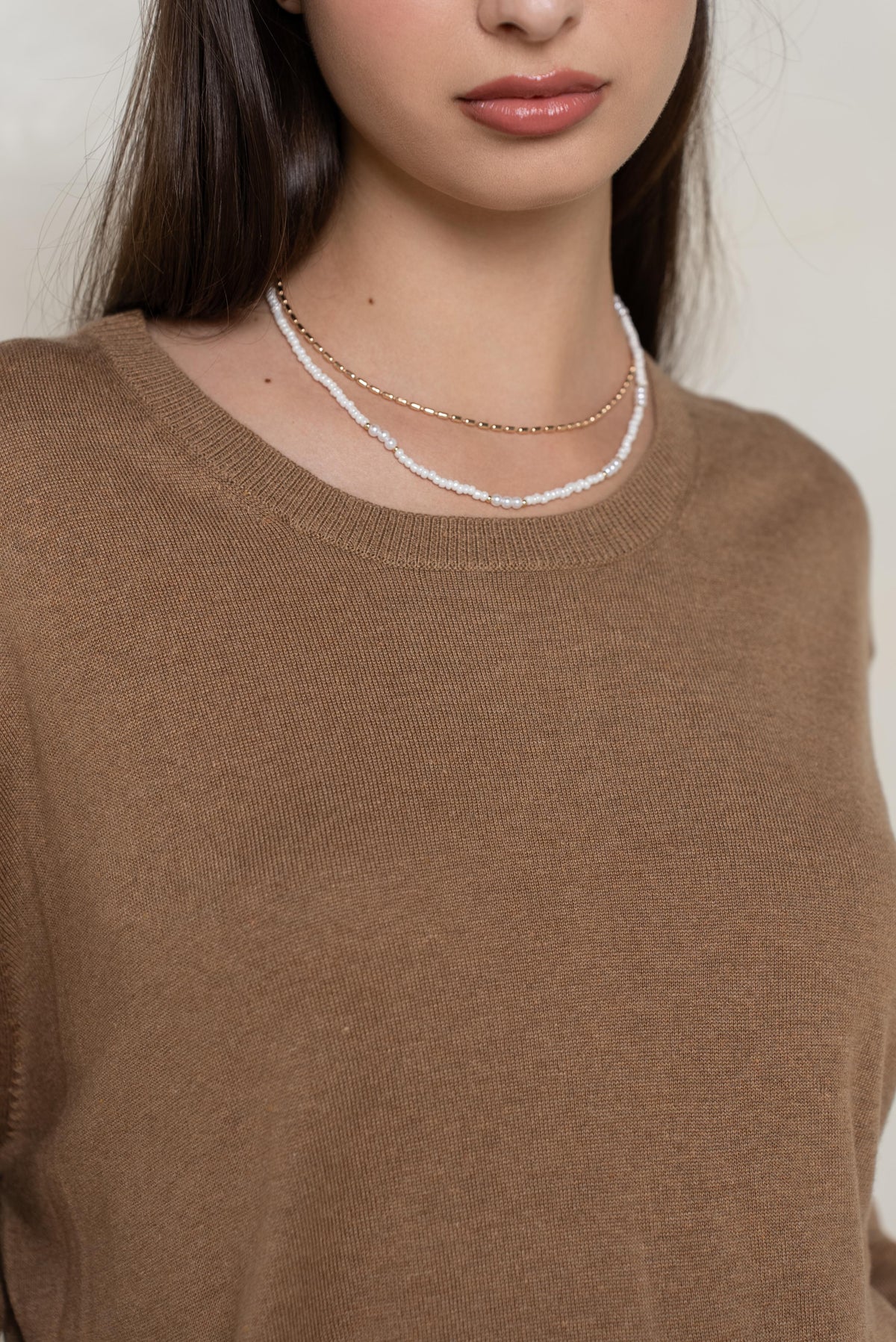 Pull col rond oversize en soie et cachemire